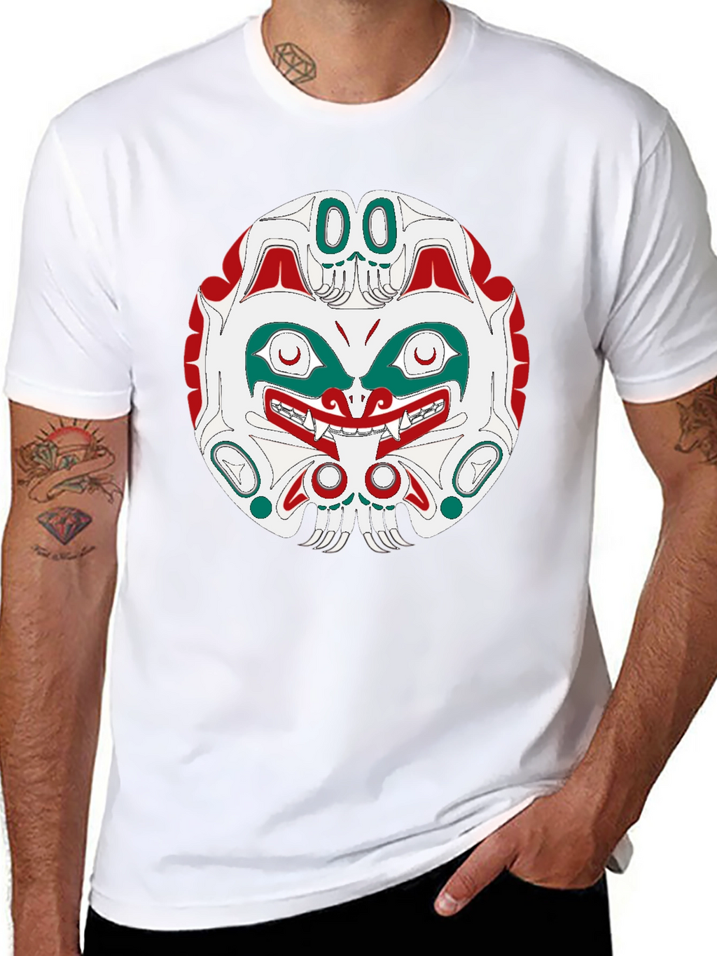 Tribal Mask Graphic Tee - Black