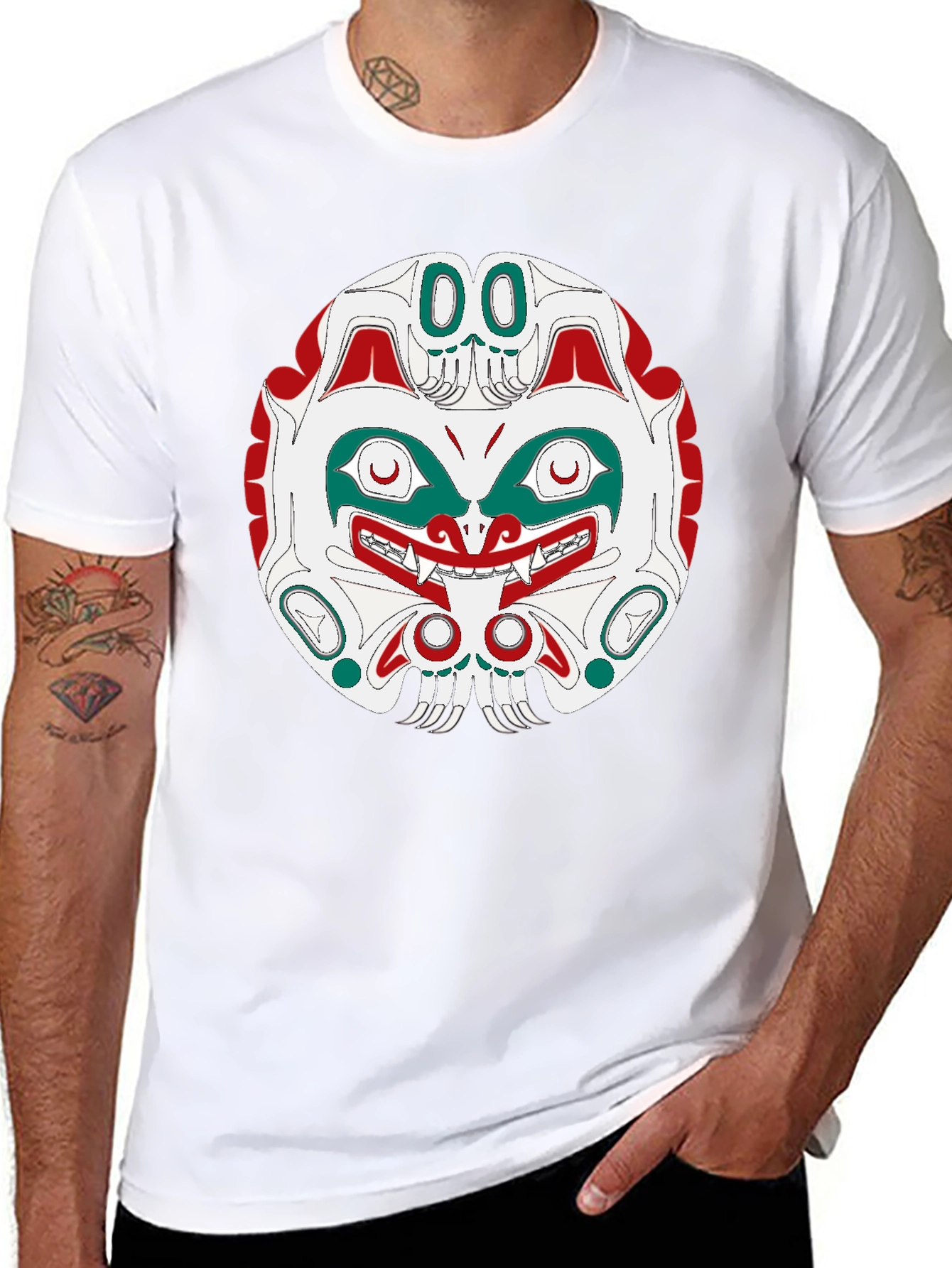 Tribal Mask Graphic Tee - Black