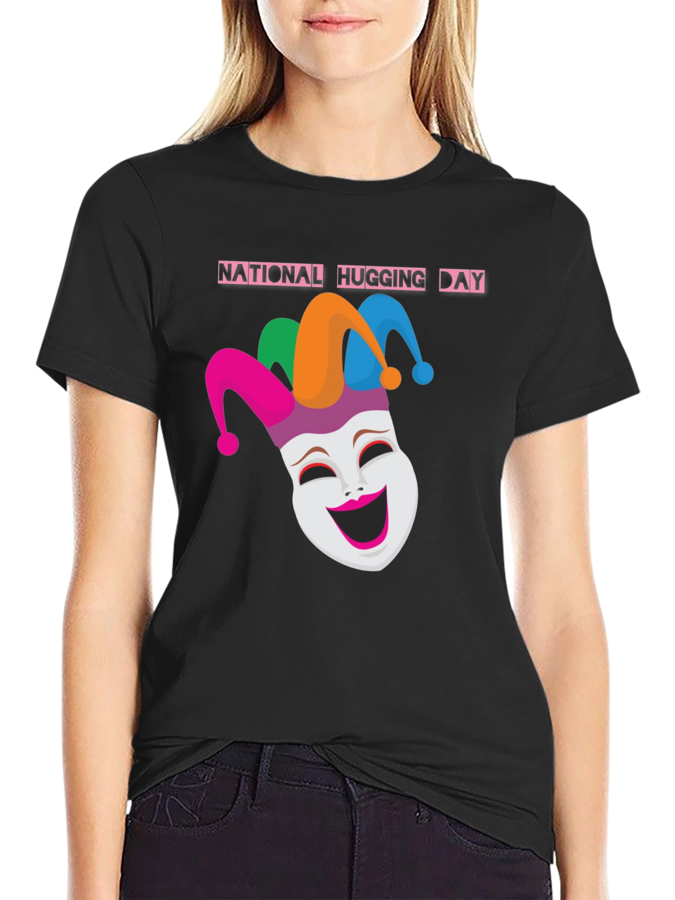 National Hugging Day Jester Mask T-Shirt