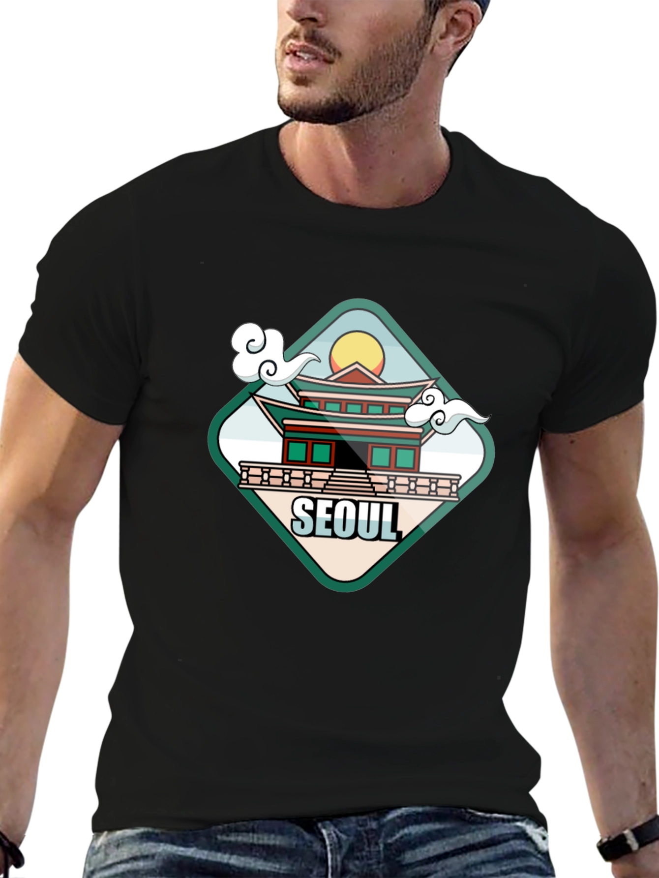 Seoul Graphic T-Shirt - Casual Black Tee