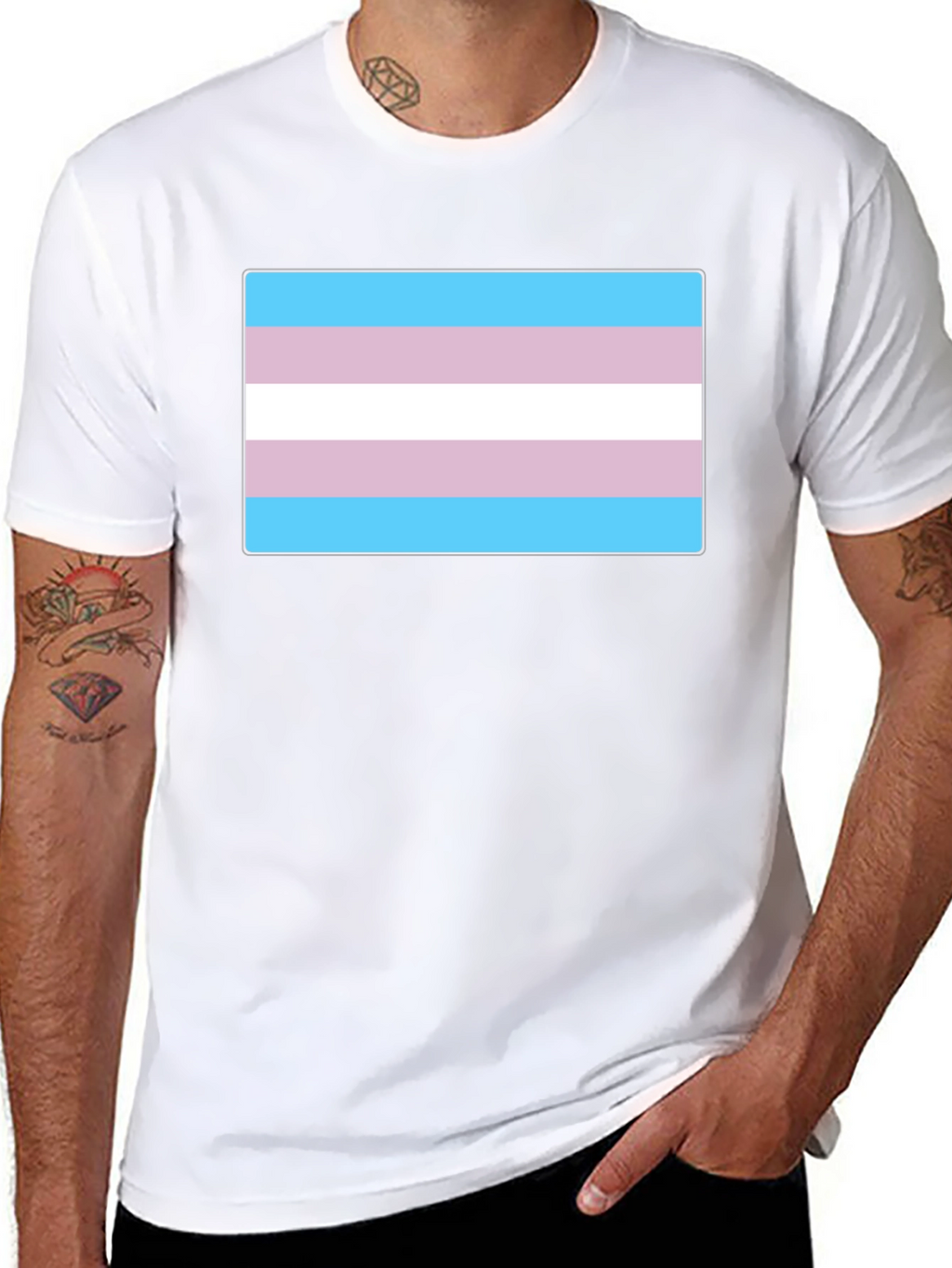 Transgender Pride Flag T-Shirt - Black Cotton Tee