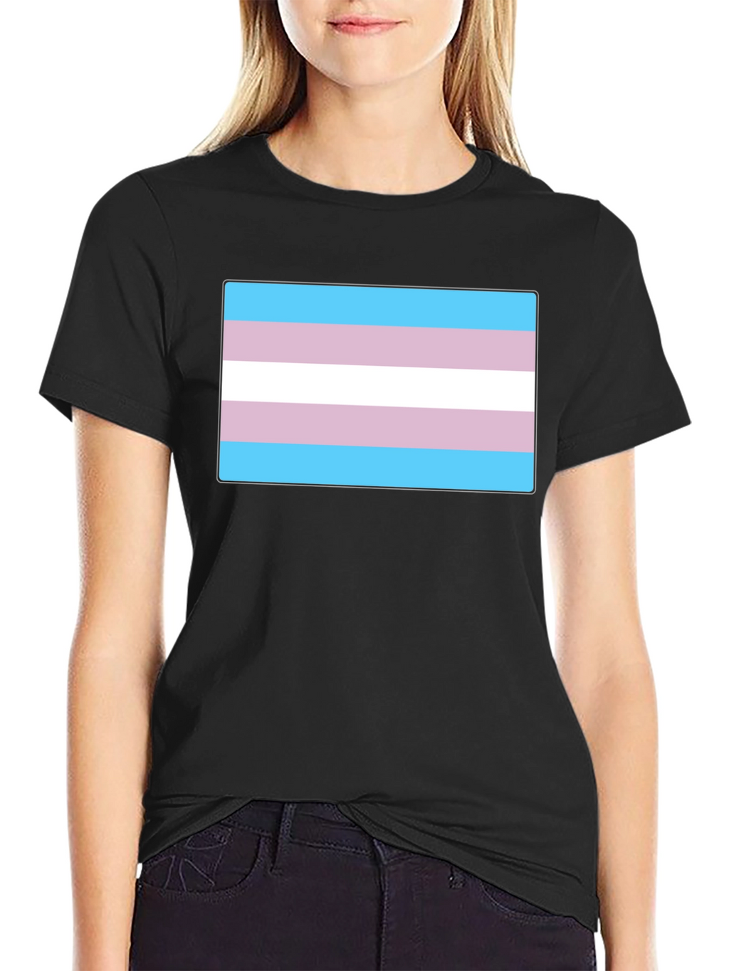 Transgender Pride Flag T-Shirt - Black Cotton Tee