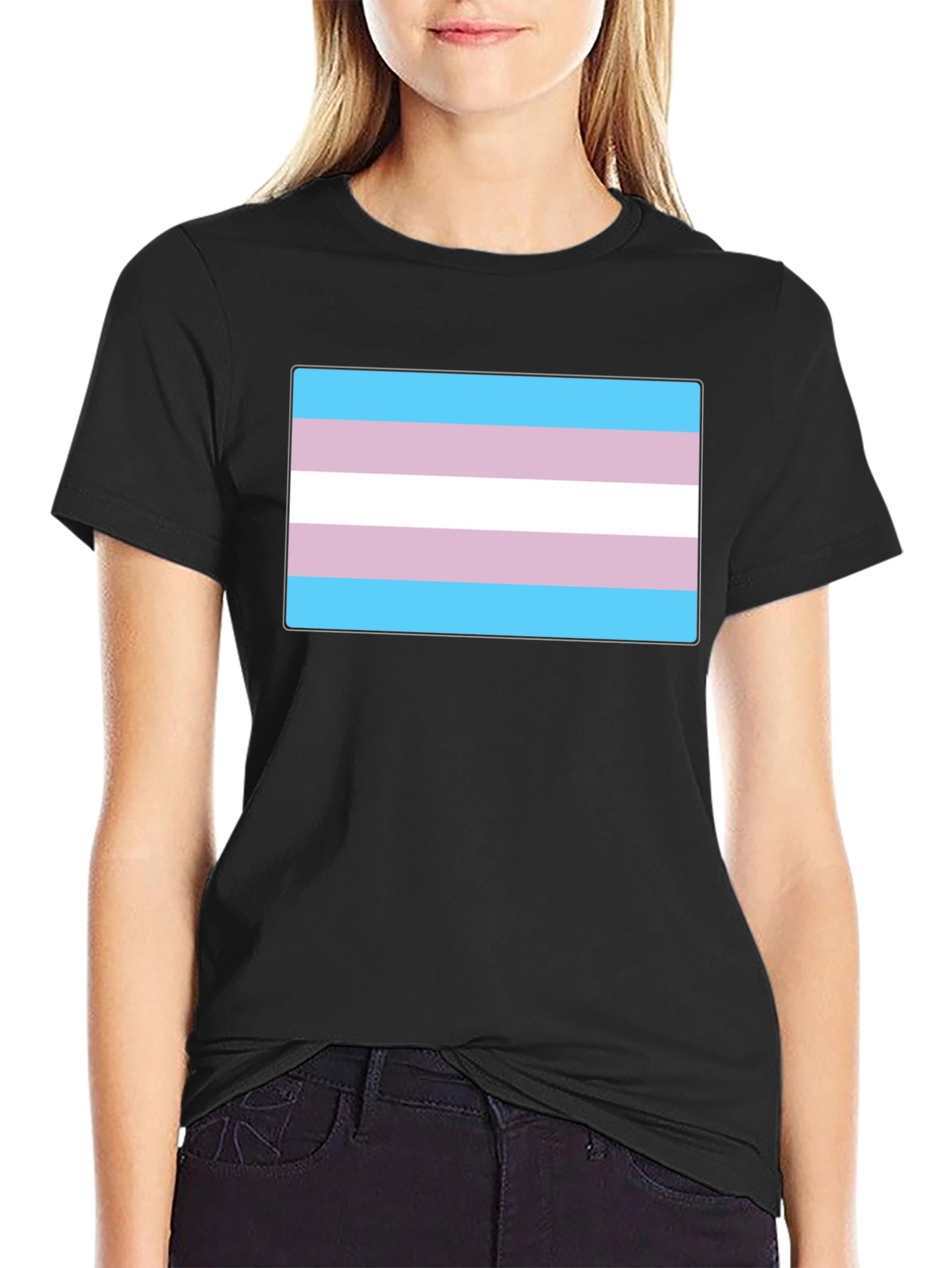 Transgender Pride Flag T-Shirt - Black Cotton Tee