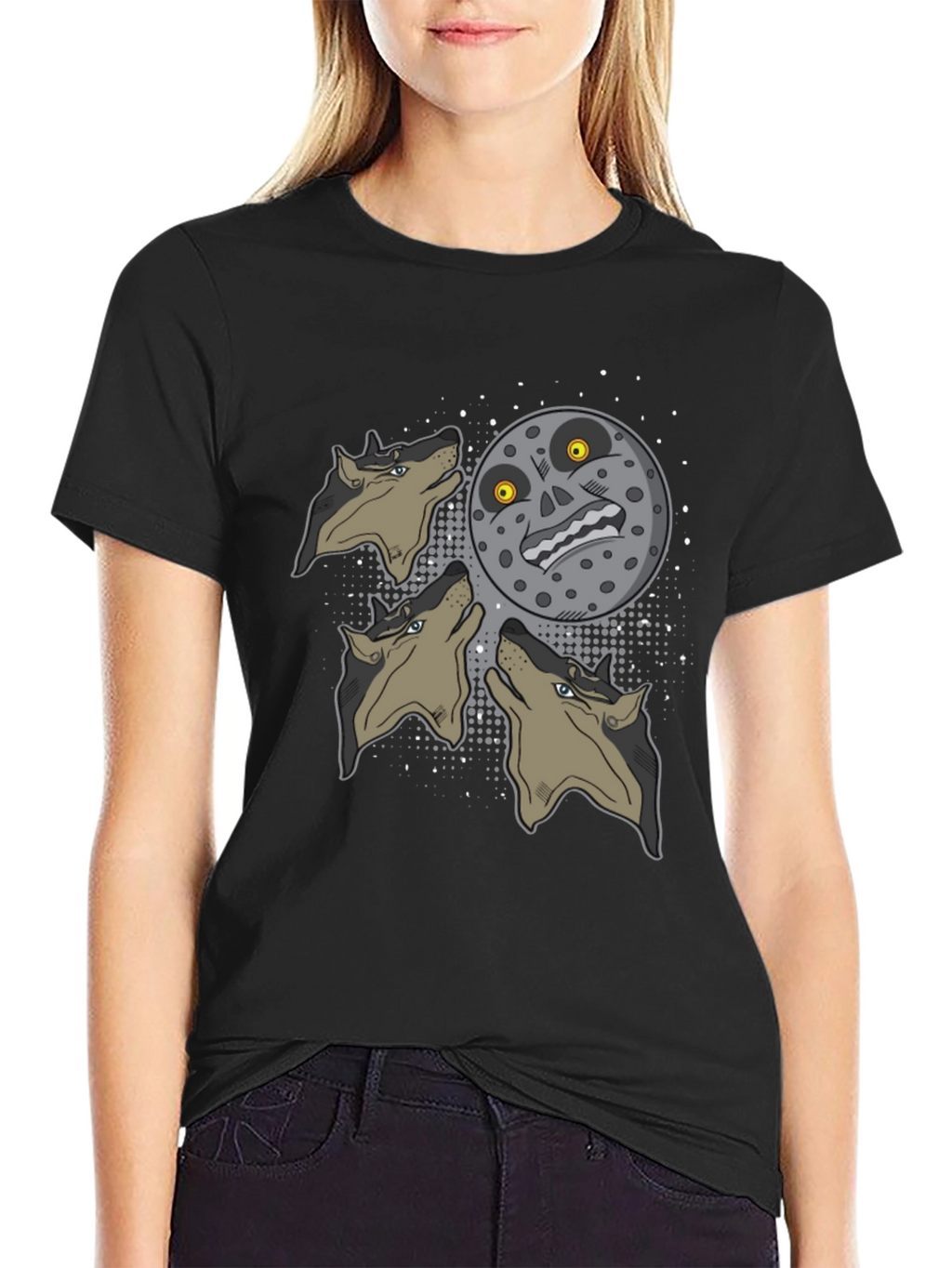 Majoras Mask Moon Howling Wolves Graphic T-Shirt