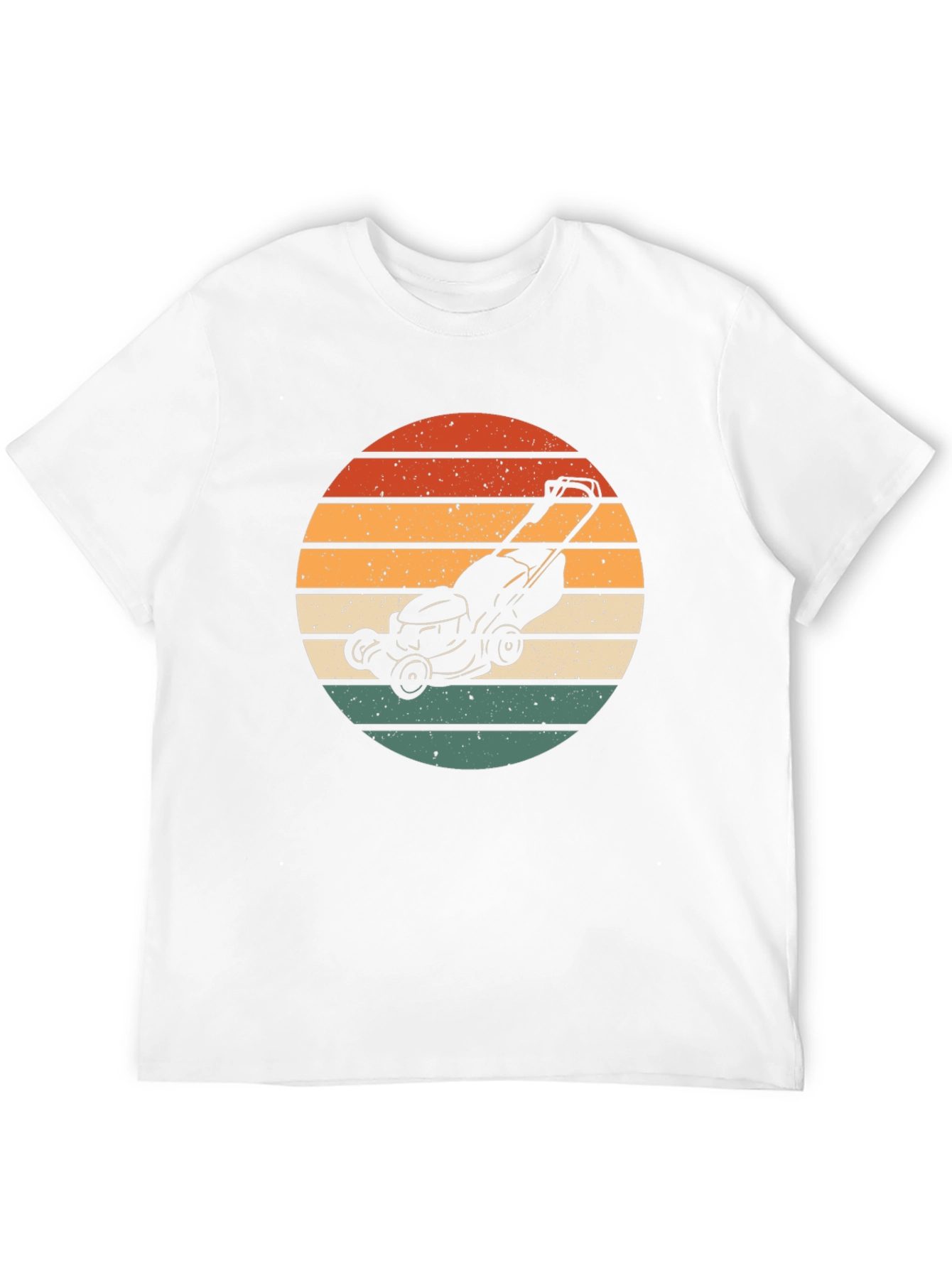 Retro Lawn Mower Sunset Graphic Tee - Black