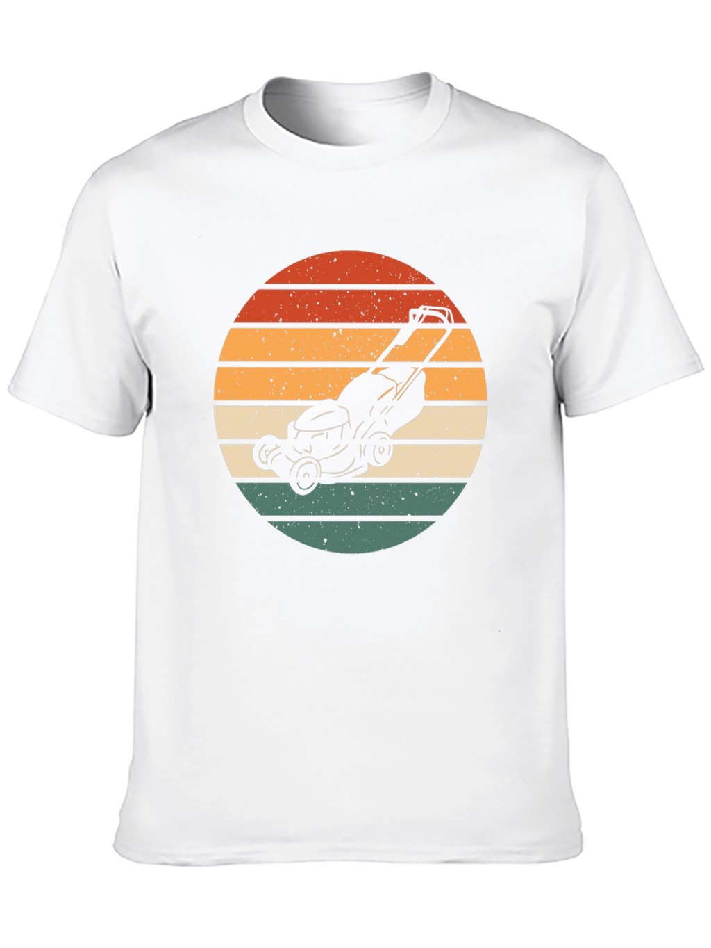 Retro Lawn Mower Sunset Graphic Tee - Black