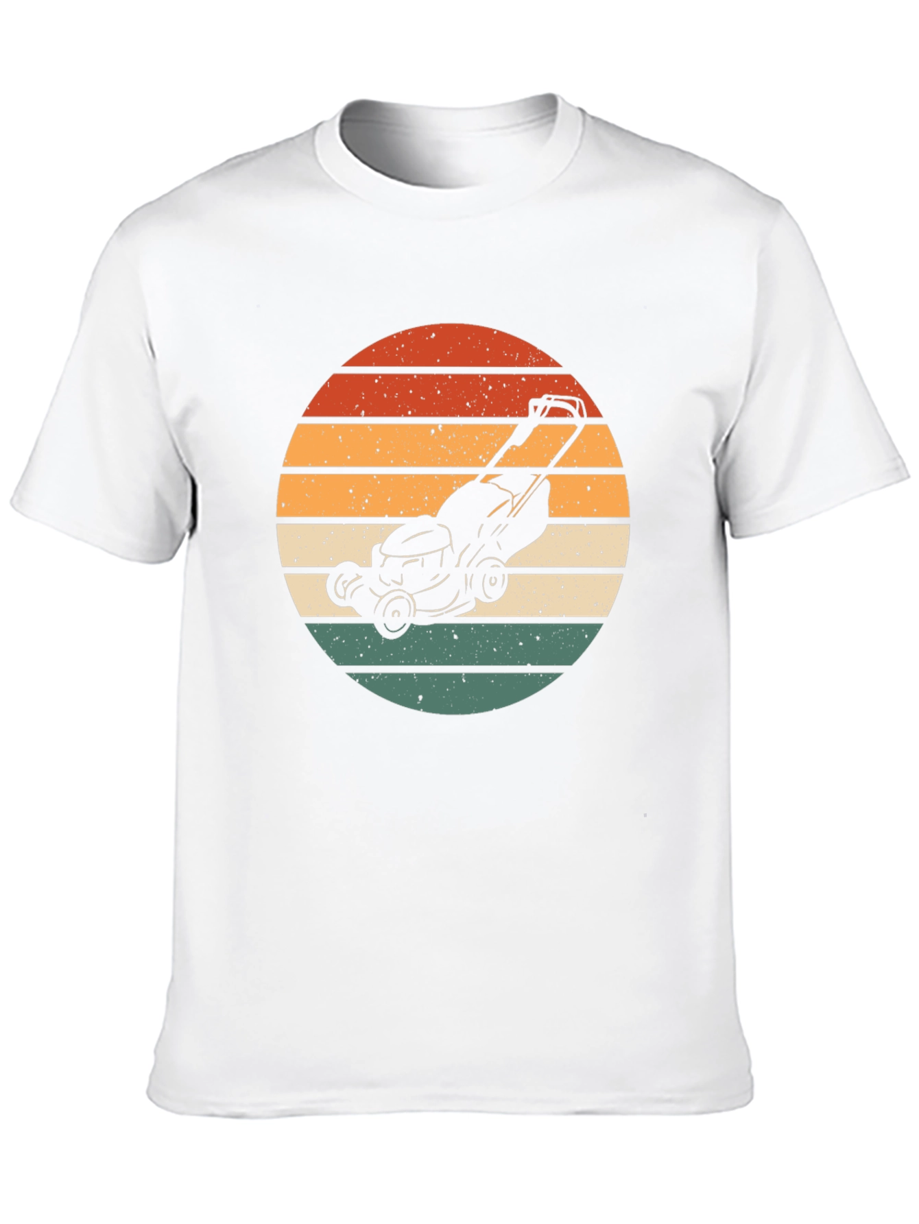 Retro Lawn Mower Sunset Graphic Tee - Black