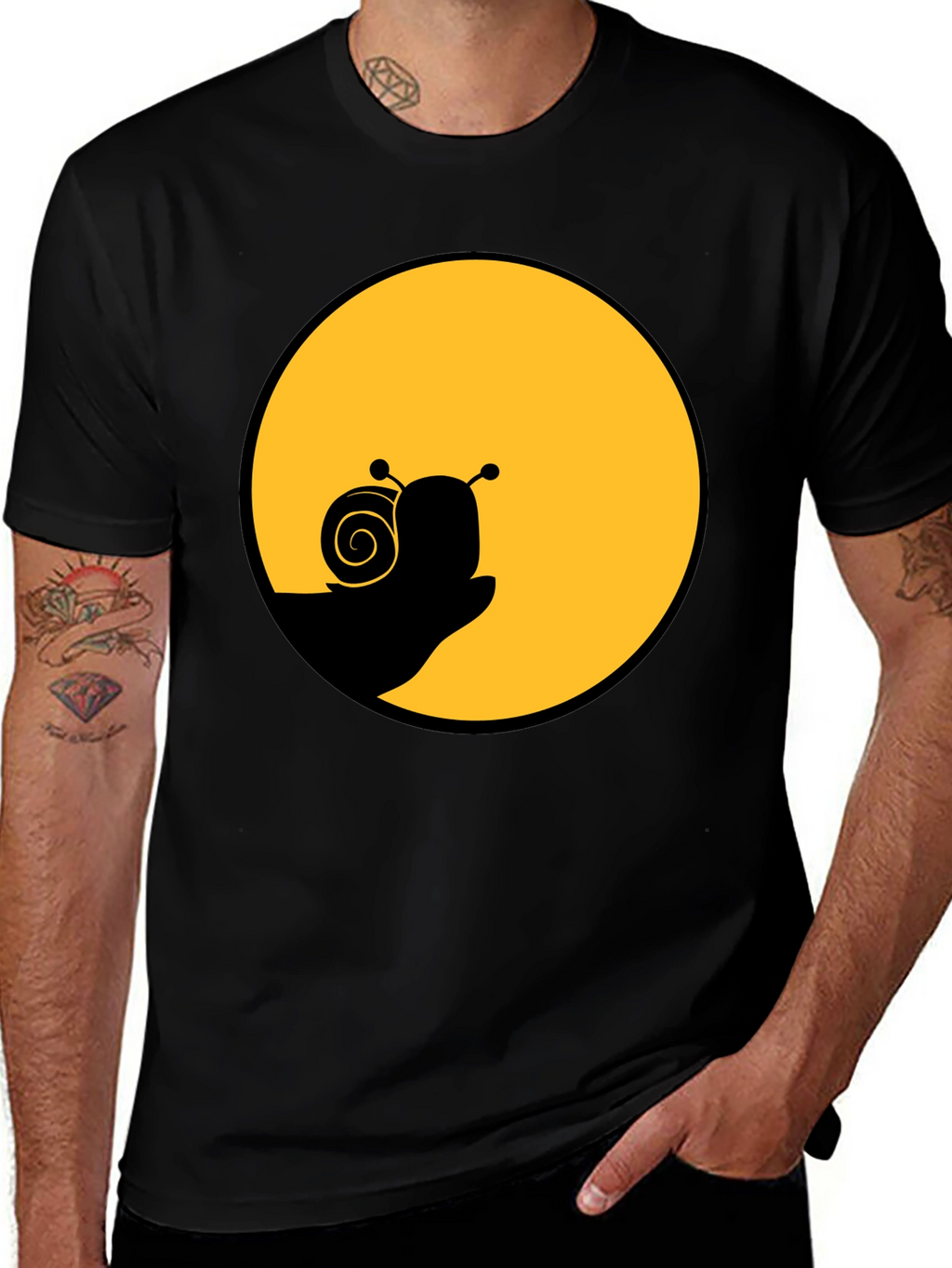 Snail Silhouette Graphic Tee - Black Cotton Blend