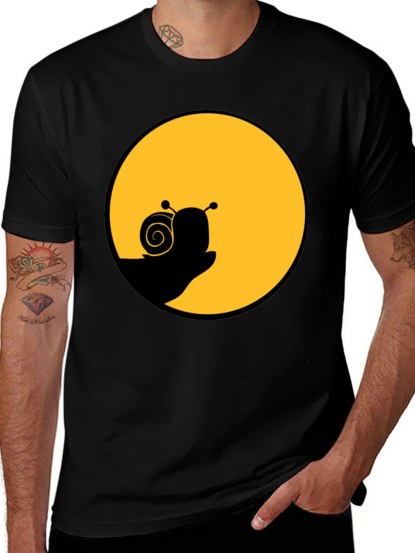 Snail Silhouette Graphic Tee - Black Cotton Blend