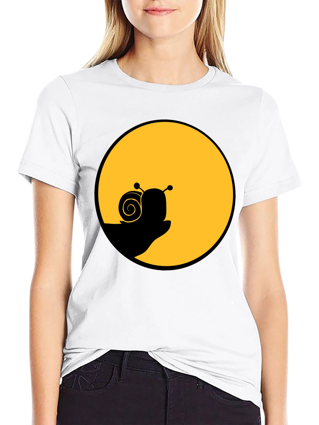 Snail Silhouette Graphic Tee - Black Cotton Blend