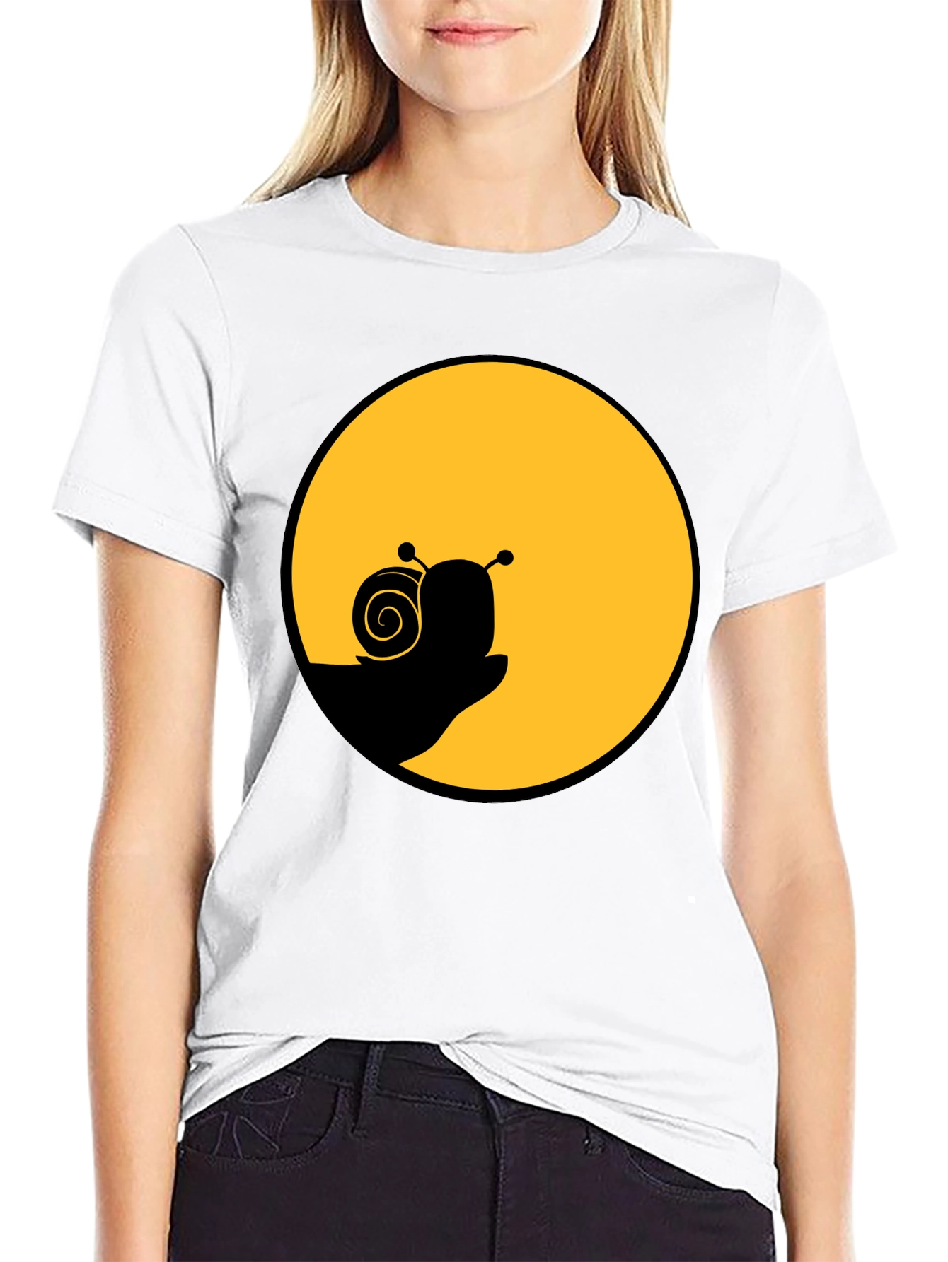 Snail Silhouette Graphic Tee - Black Cotton Blend