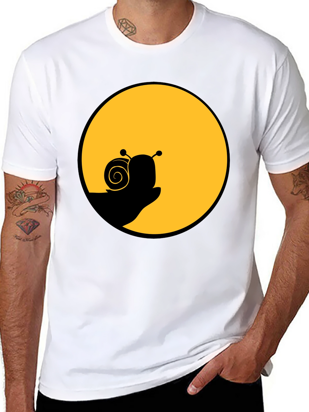 Snail Silhouette Graphic Tee - Black Cotton Blend