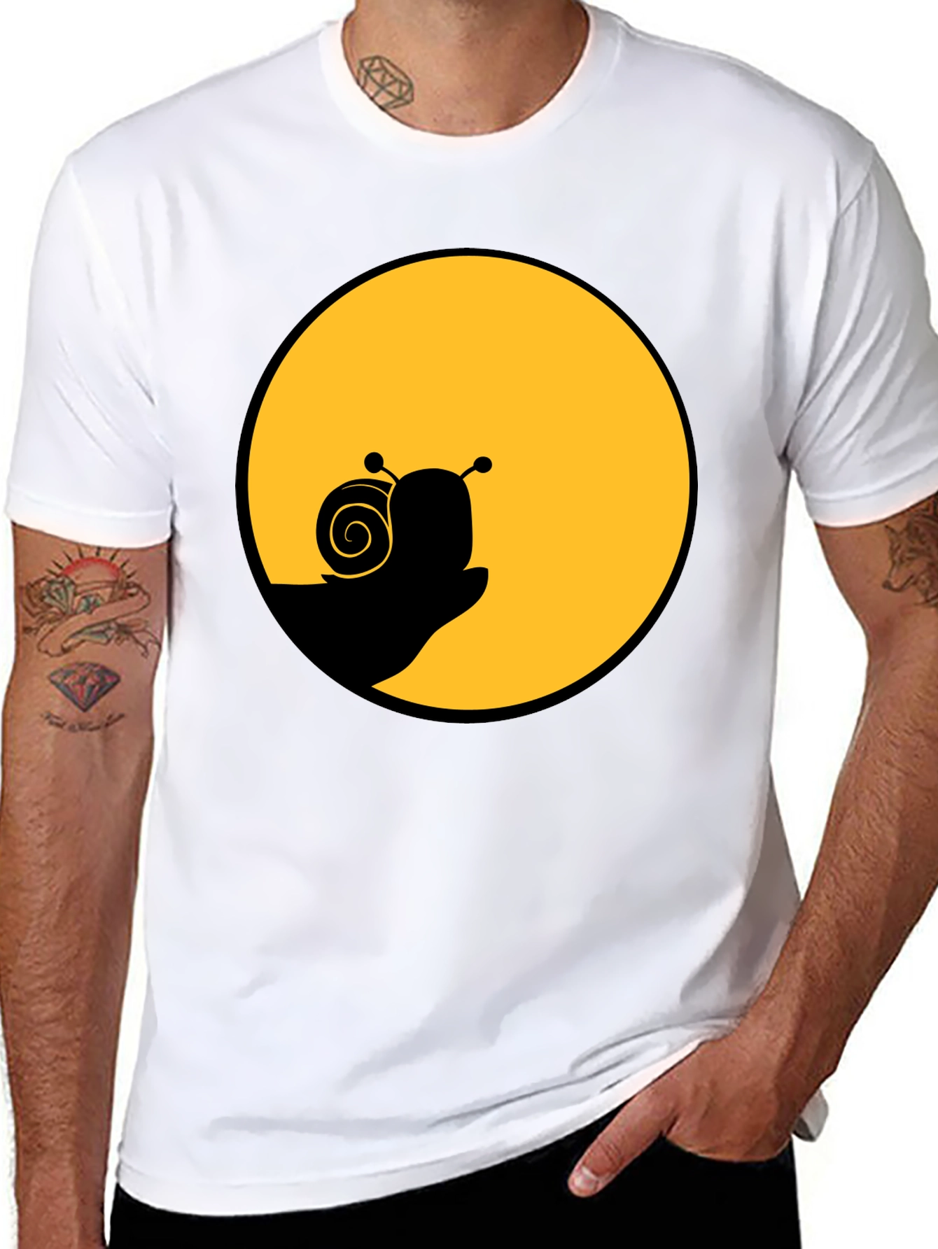 Snail Silhouette Graphic Tee - Black Cotton Blend