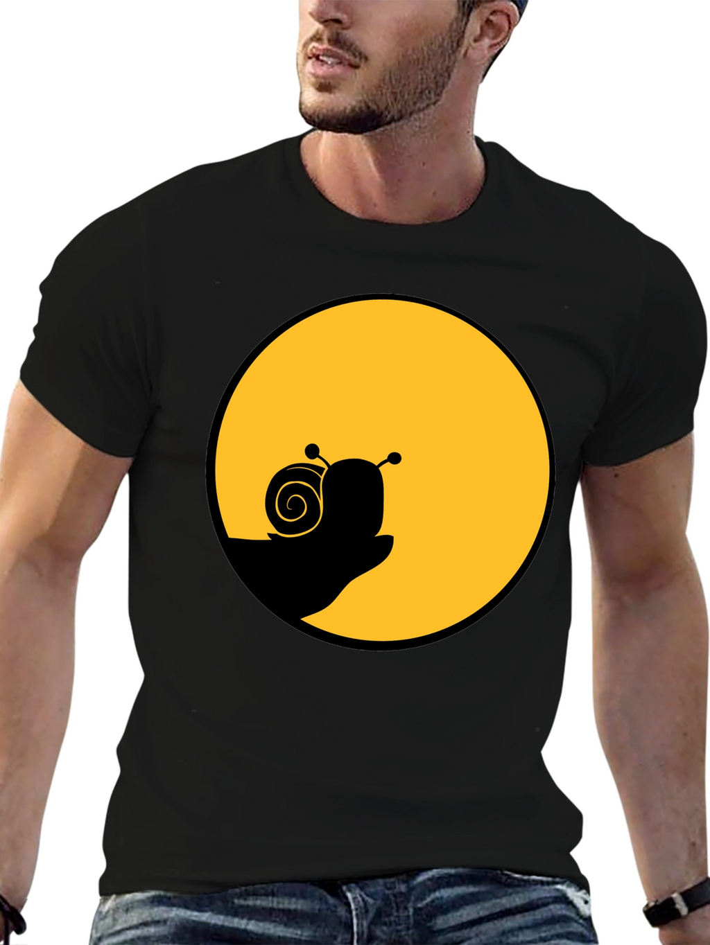 Snail Silhouette Graphic Tee - Black Cotton Blend