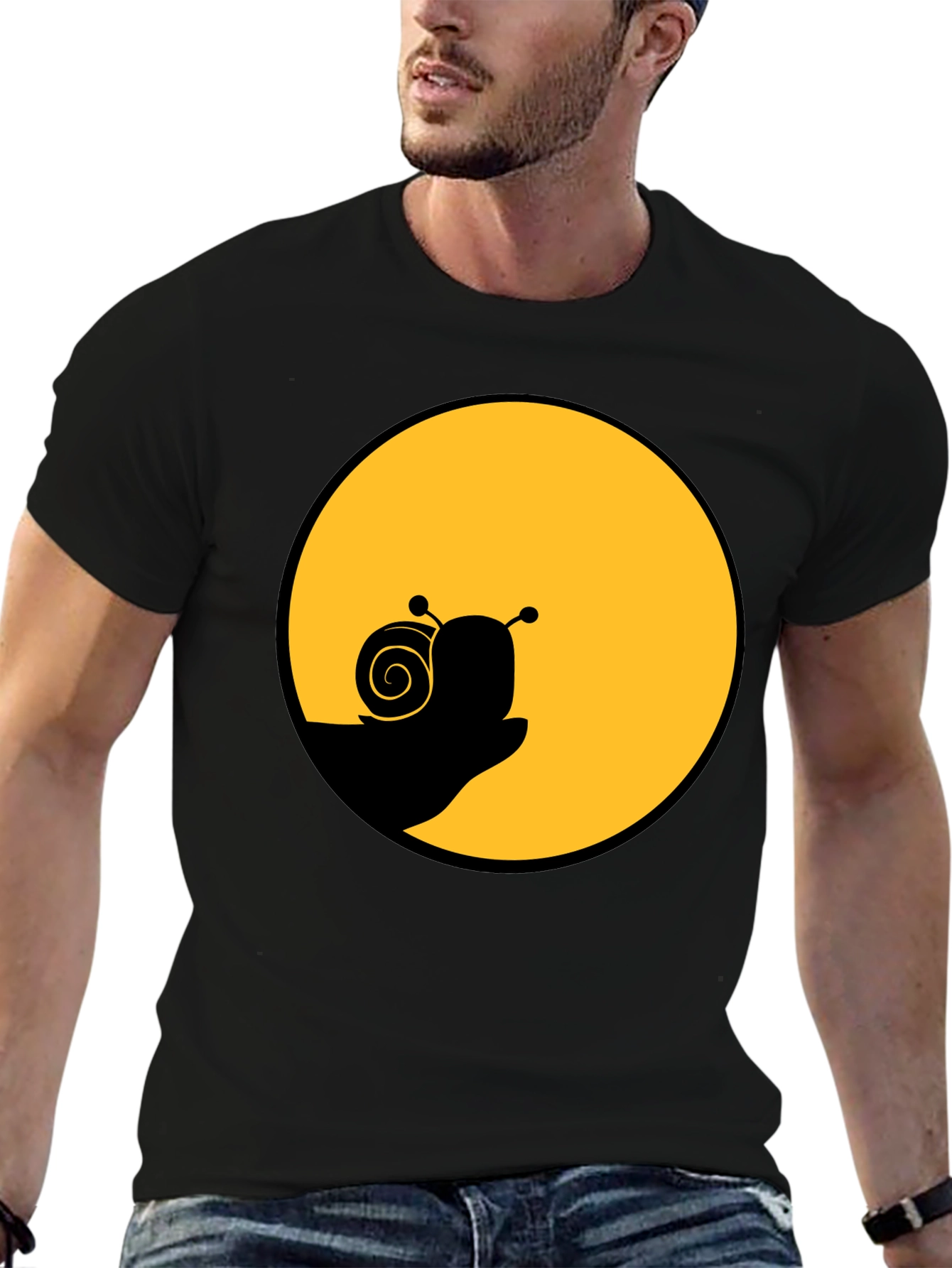 Snail Silhouette Graphic Tee - Black Cotton Blend