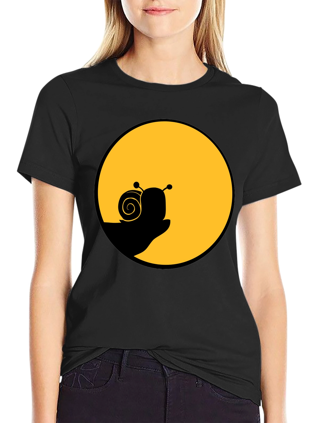Snail Silhouette Graphic Tee - Black Cotton Blend
