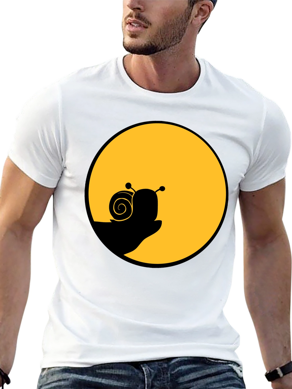Snail Silhouette Graphic Tee - Black Cotton Blend