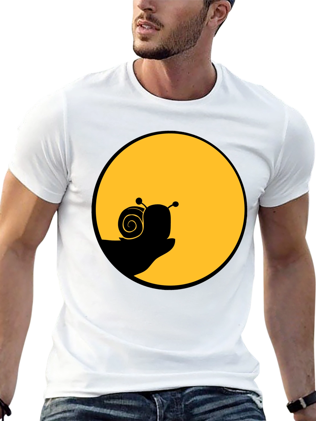 Snail Silhouette Graphic Tee - Black Cotton Blend