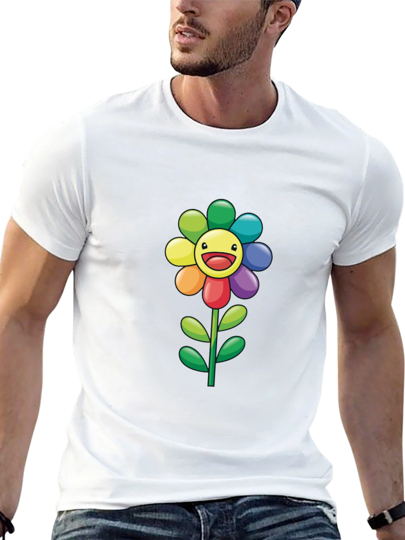 Rainbow Flower Graphic Print Tee