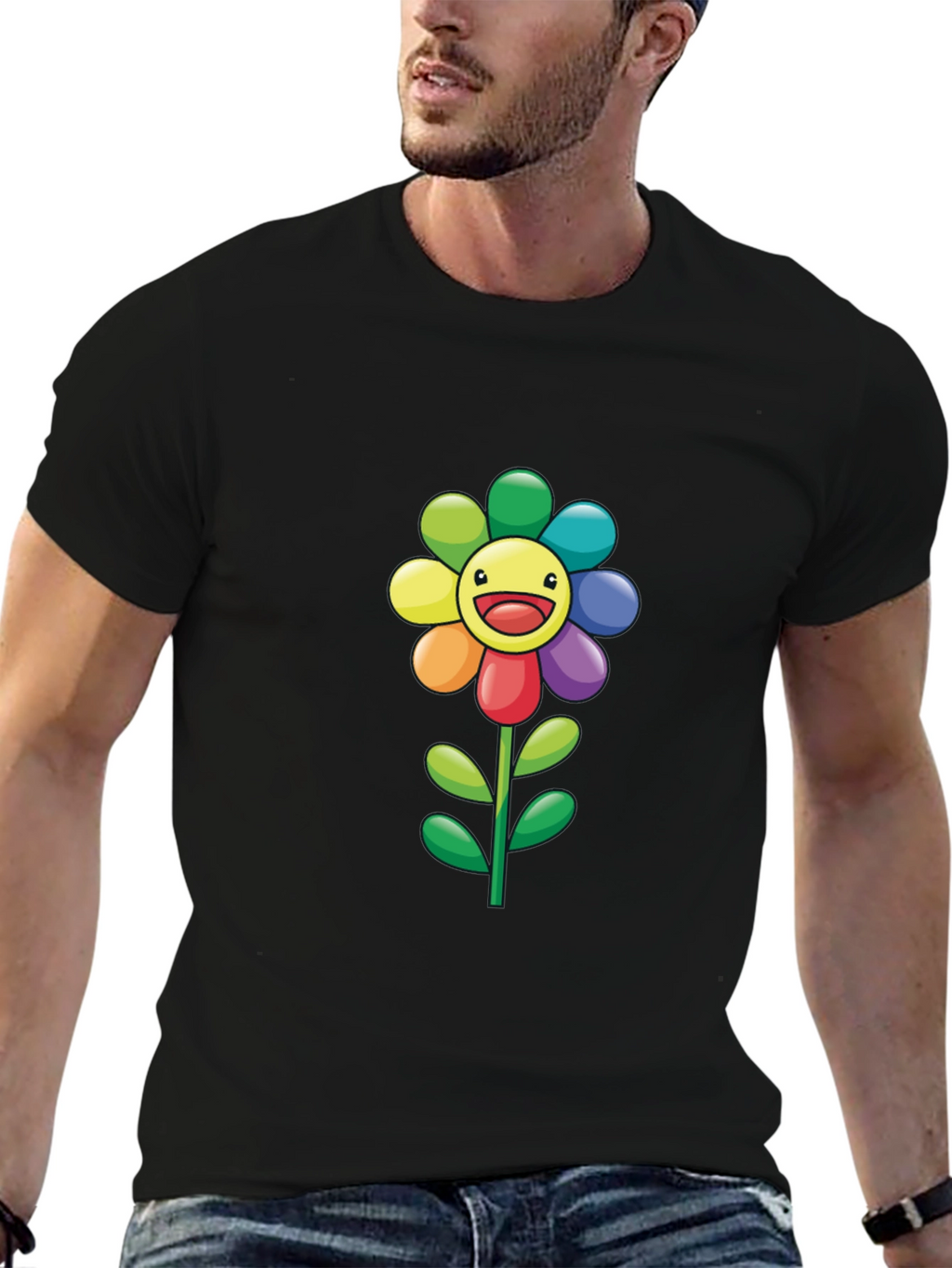 Rainbow Flower Graphic Print Tee