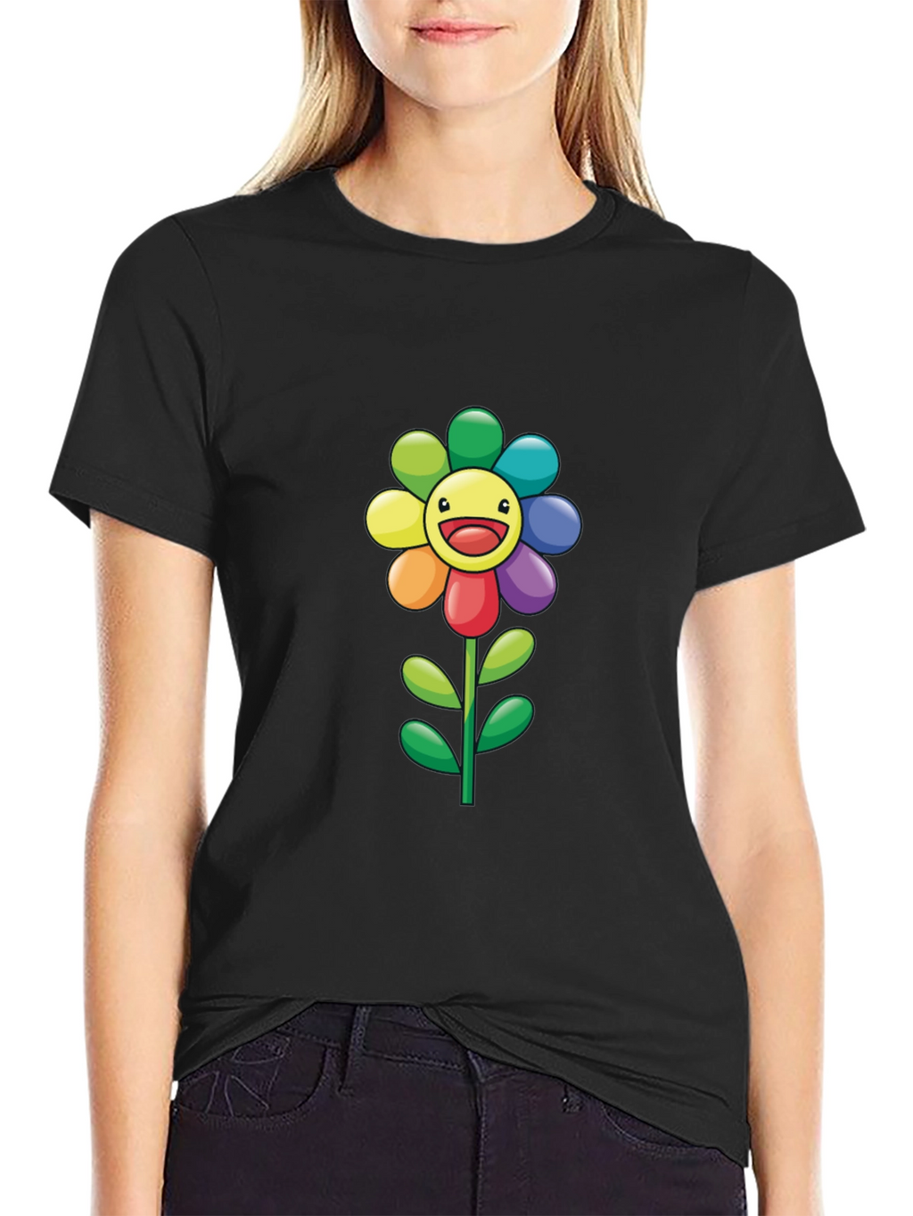 Rainbow Flower Graphic Print Tee