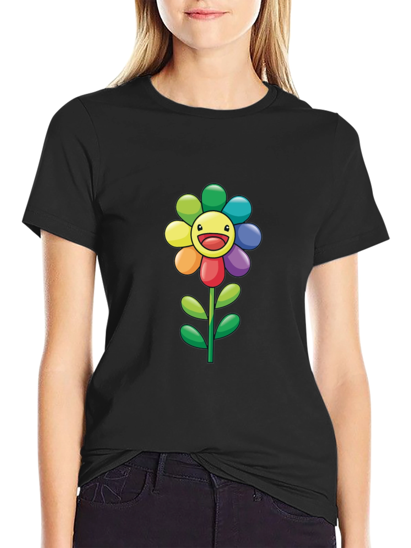 Rainbow Flower Graphic Print Tee