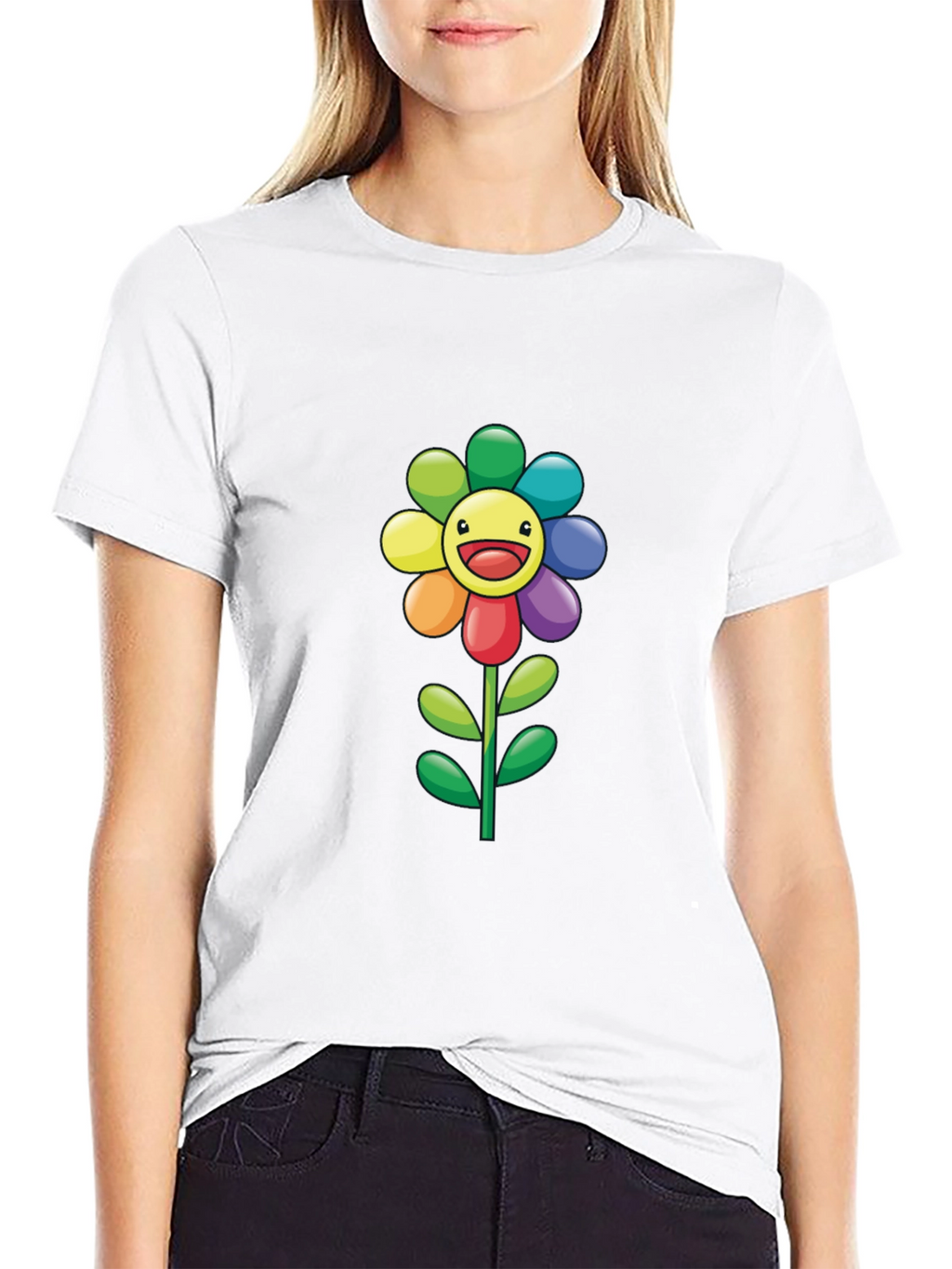 Rainbow Flower Graphic Print Tee