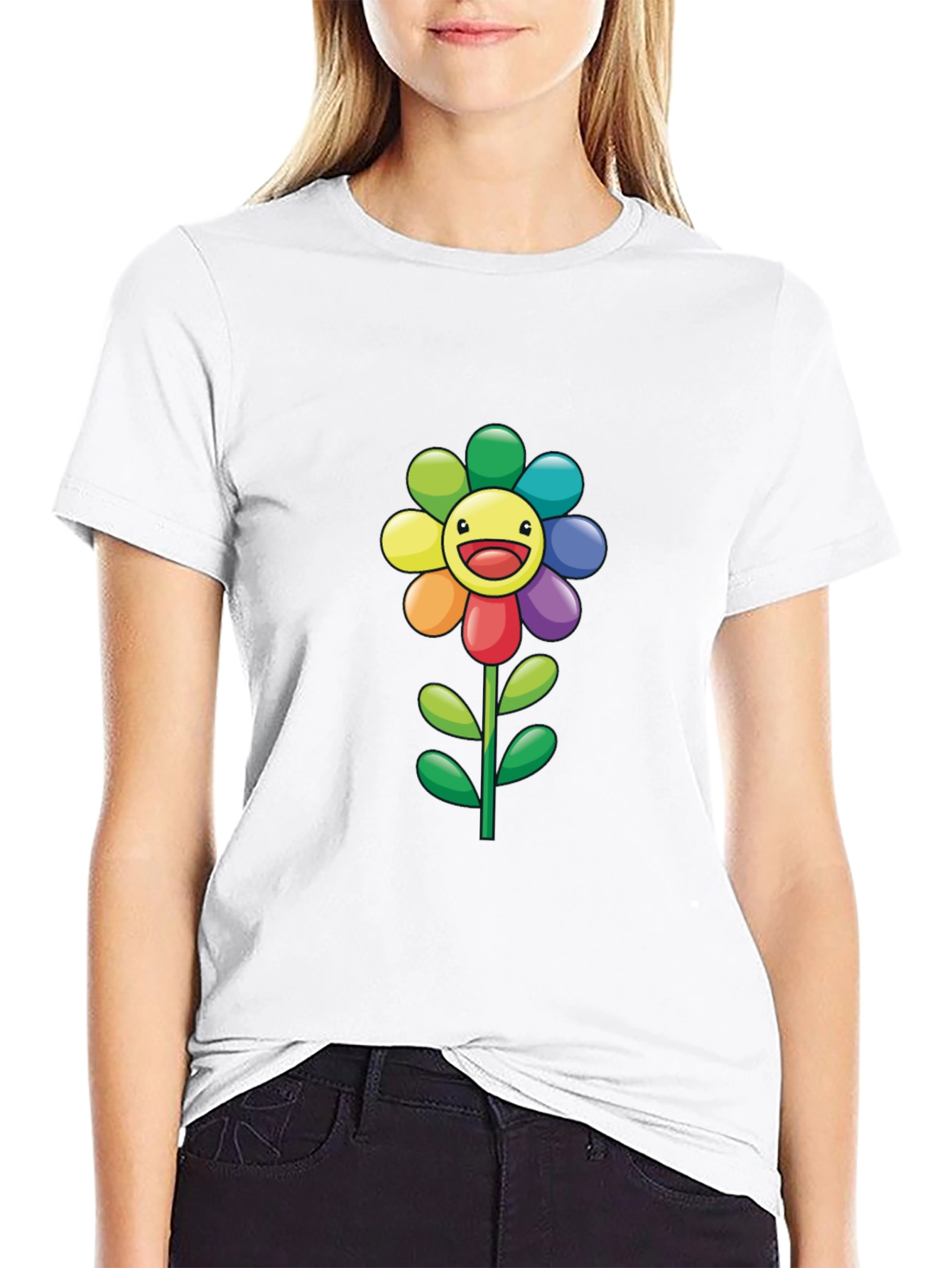 Rainbow Flower Graphic Print Tee