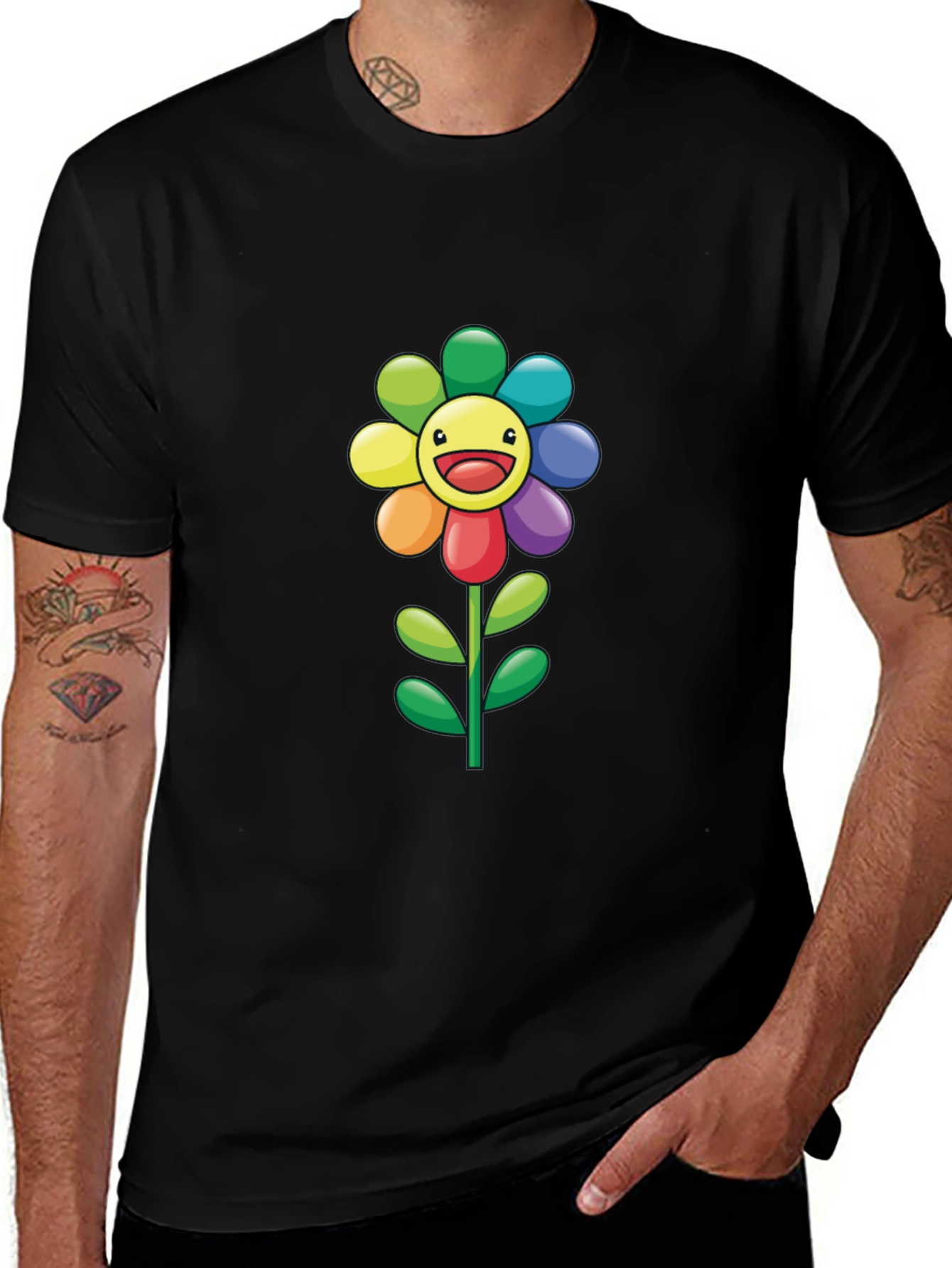 Rainbow Flower Graphic Print Tee