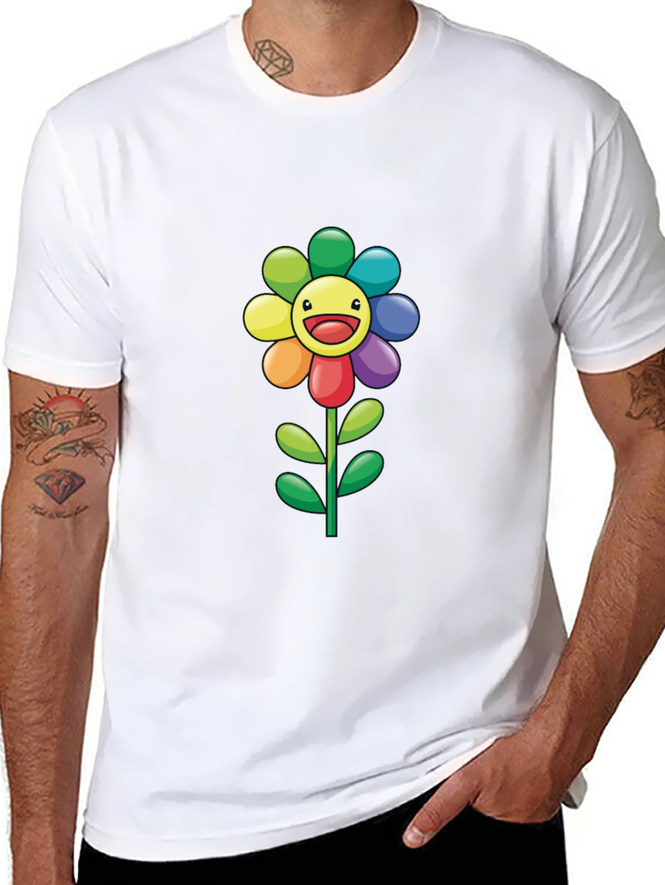 Rainbow Flower Graphic Print Tee
