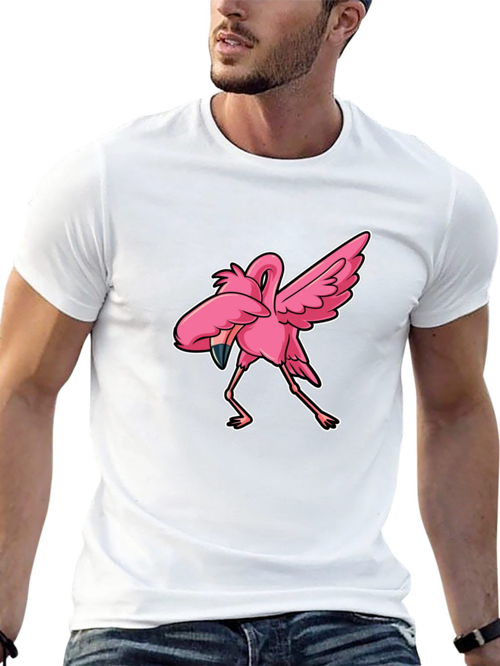 Dabbing Flamingo Graphic Tee - Trendy & Fun!