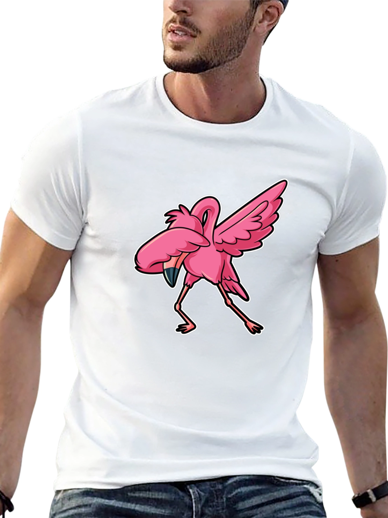 Dabbing Flamingo Graphic Tee - Trendy & Fun!