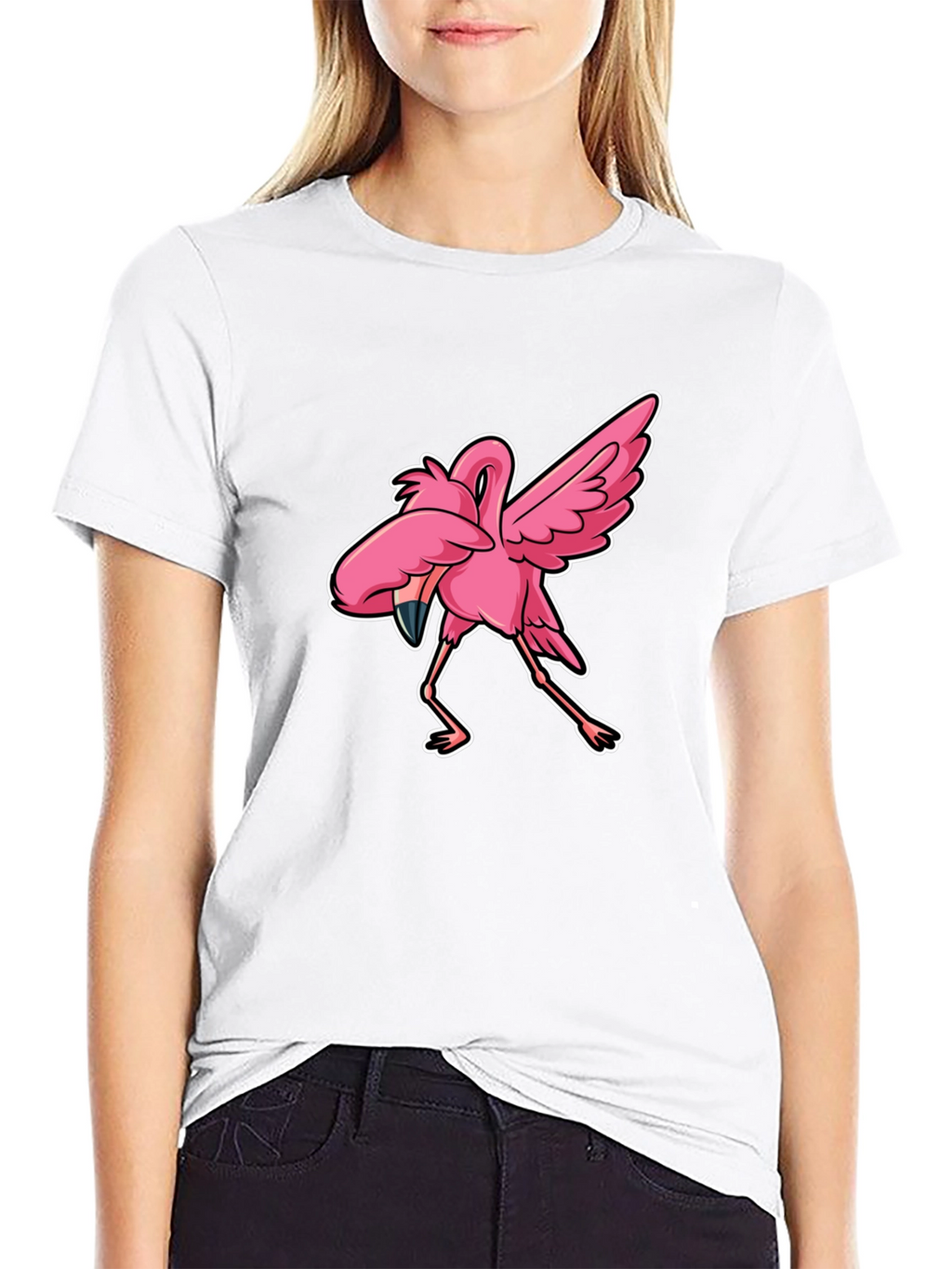 Dabbing Flamingo Graphic Tee - Trendy & Fun!