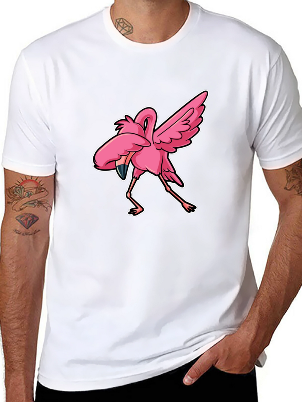 Dabbing Flamingo Graphic Tee - Trendy & Fun!
