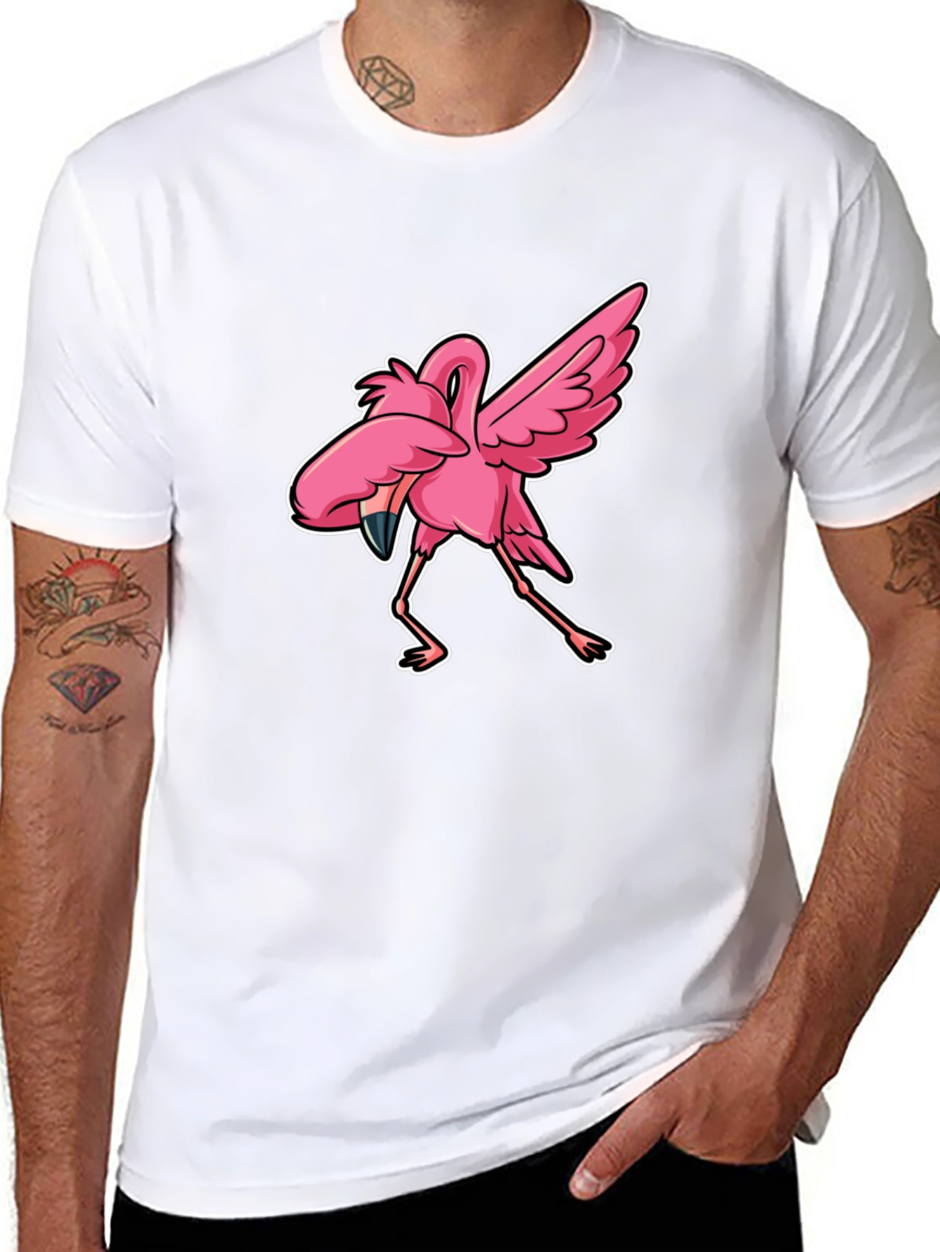 Dabbing Flamingo Graphic Tee - Trendy & Fun!
