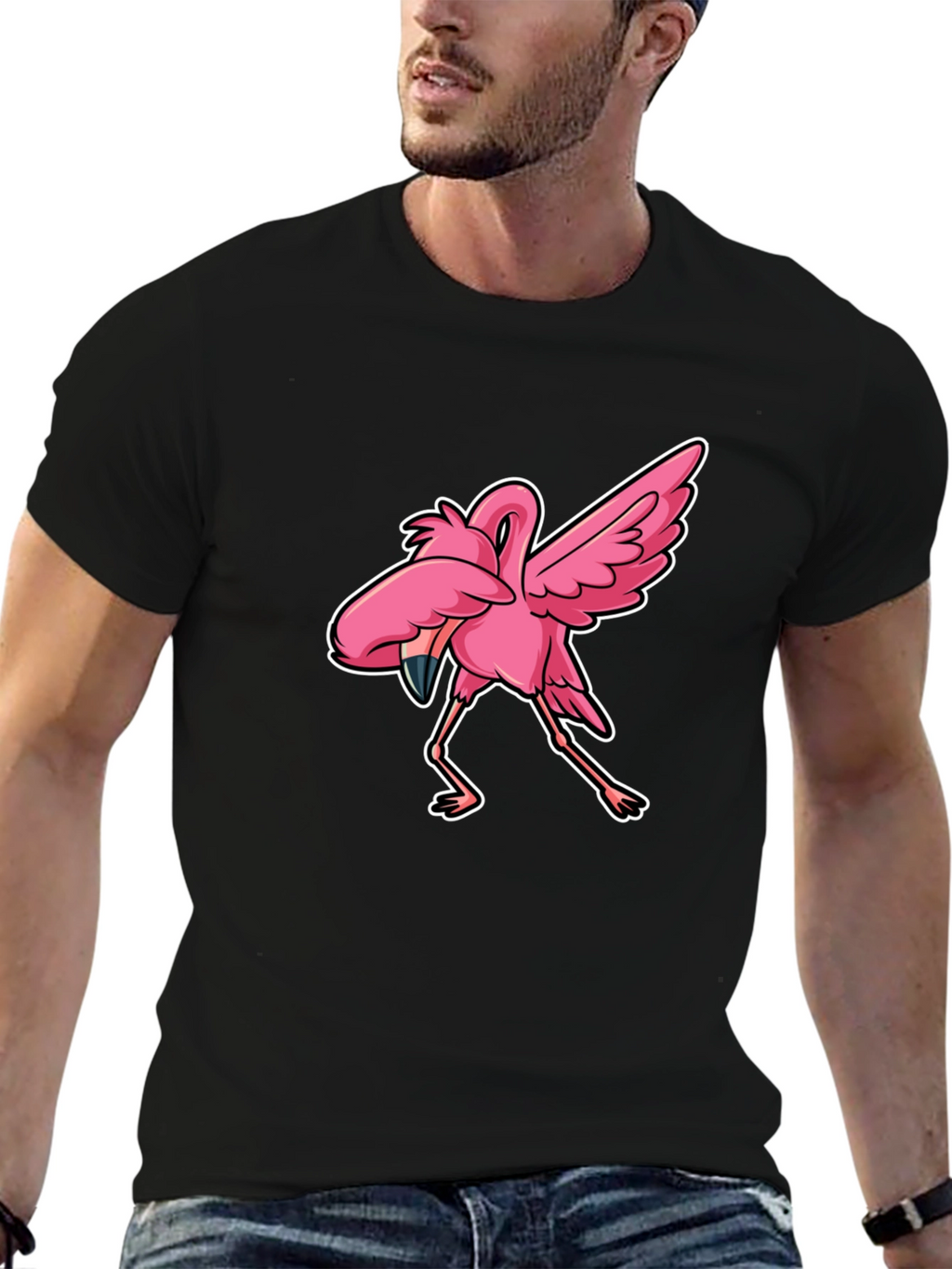 Dabbing Flamingo Graphic Tee - Trendy & Fun!