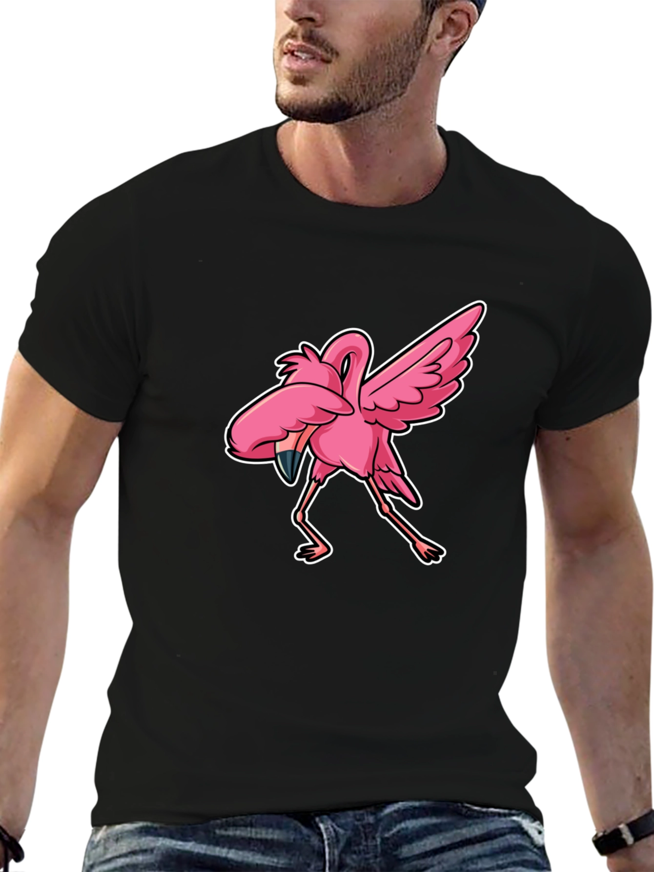 Dabbing Flamingo Graphic Tee - Trendy & Fun!