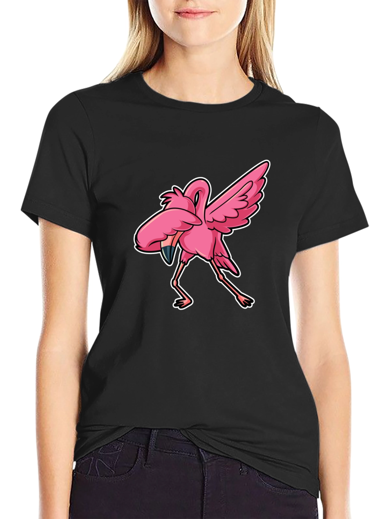 Dabbing Flamingo Graphic Tee - Trendy & Fun!
