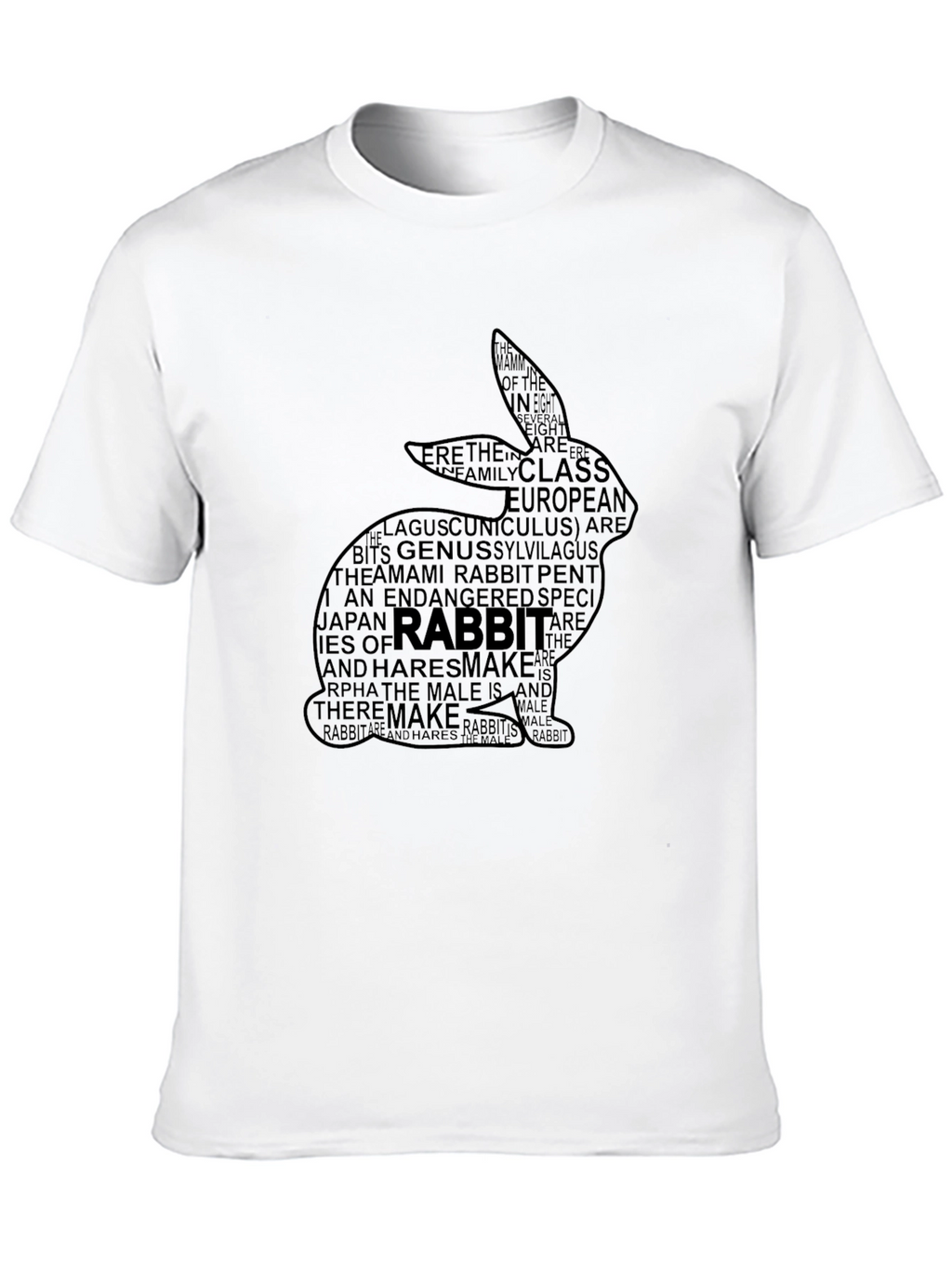 Rabbit Word Art Graphic Tee - Black