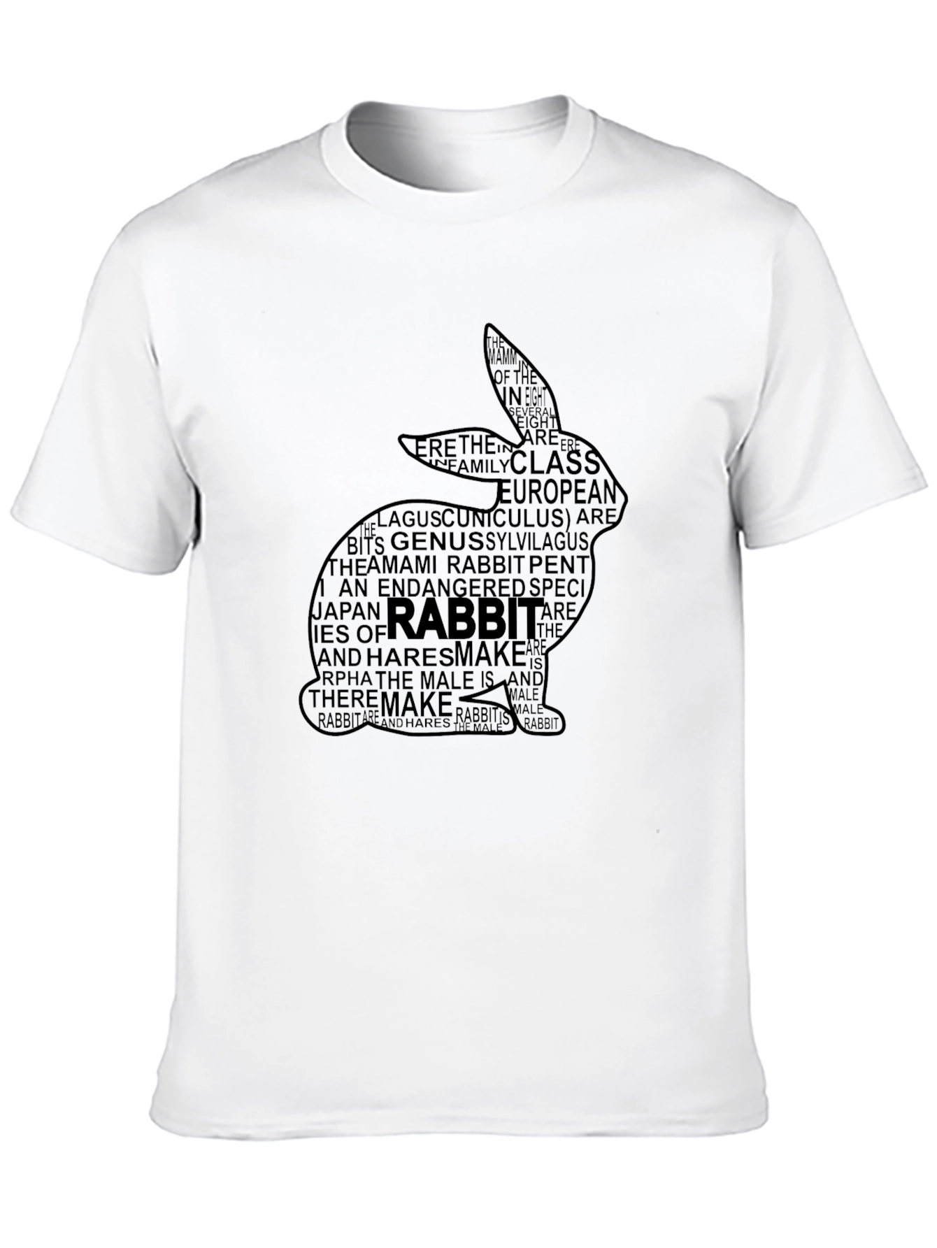 Rabbit Word Art Graphic Tee - Black