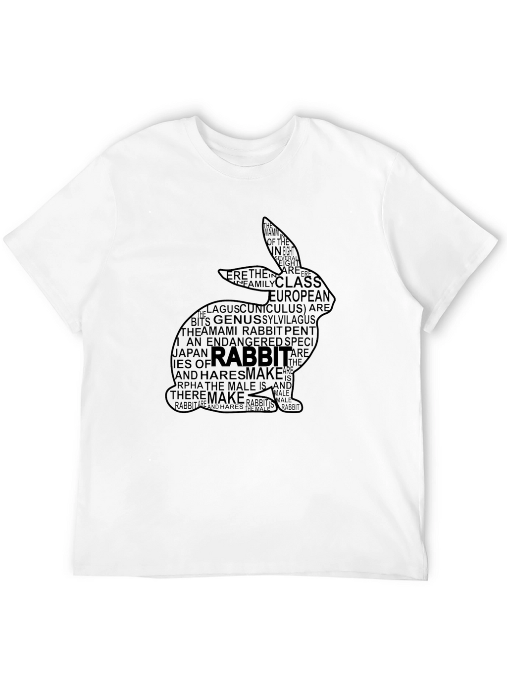 Rabbit Word Art Graphic Tee - Black