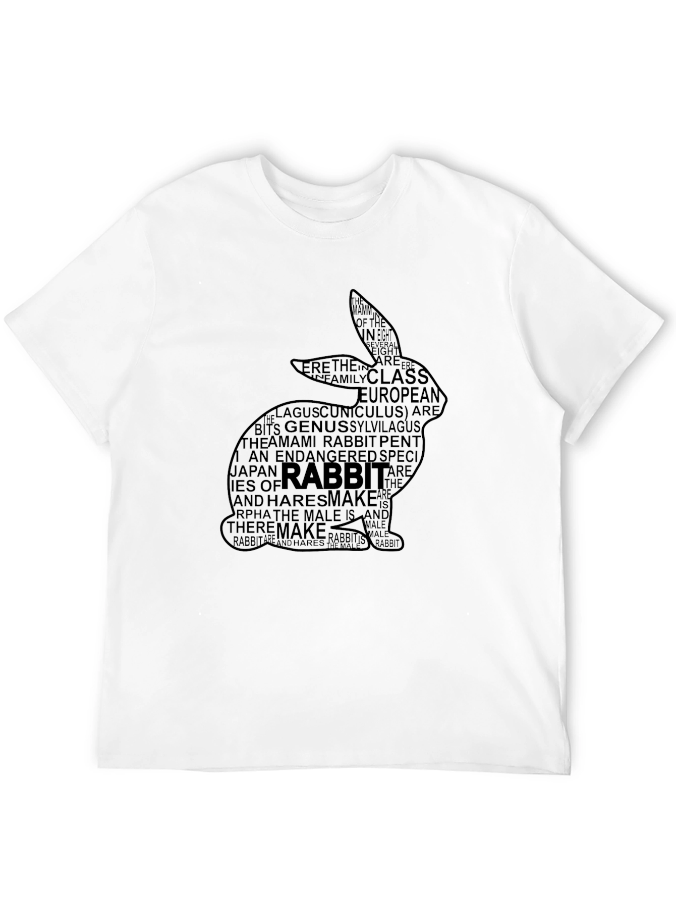 Rabbit Word Art Graphic Tee - Black