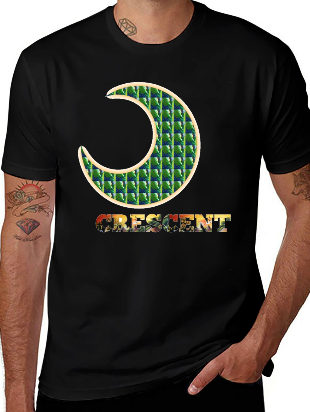 Crescent Moon Graphic Black Tee