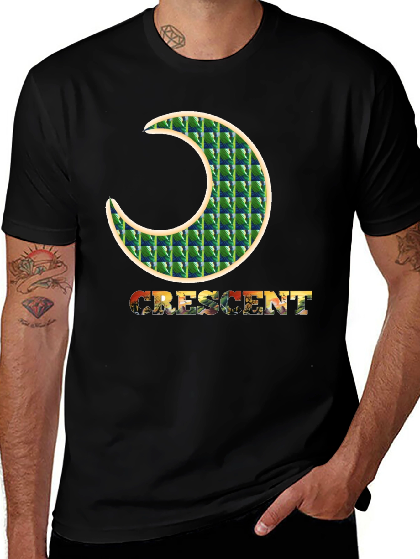 Crescent Moon Graphic Black Tee
