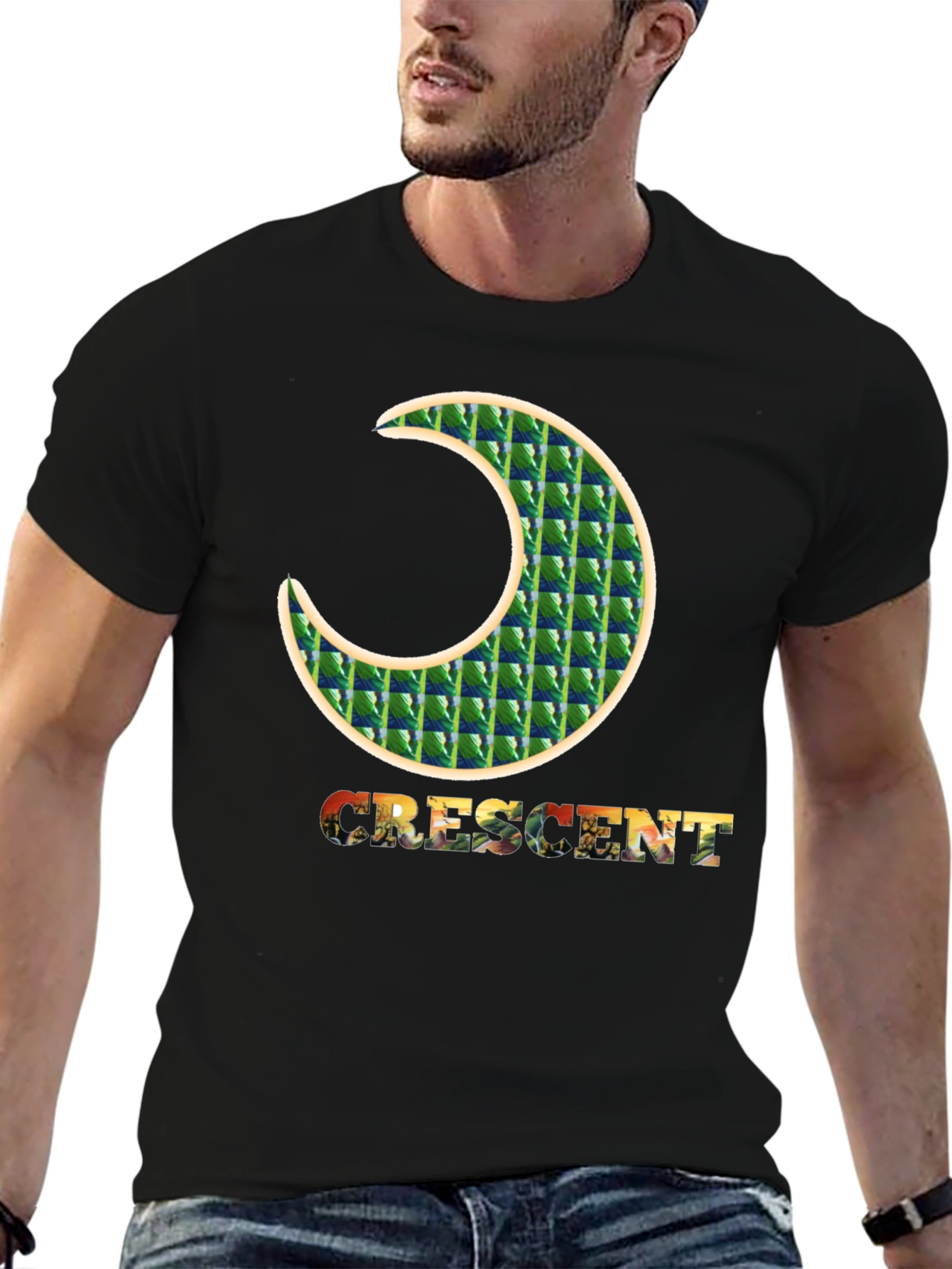 Crescent Moon Graphic Black Tee