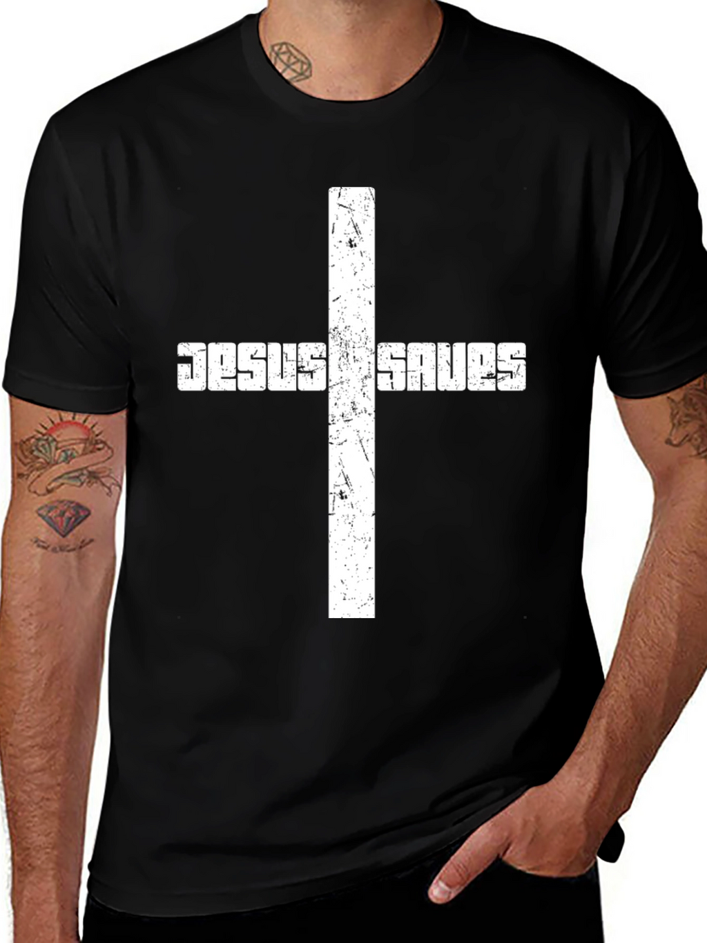 Jesus Saves Black Graphic T-Shirt