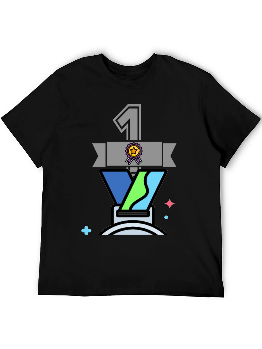 Champion #1 Graphic T-Shirt - Black Cotton Blend