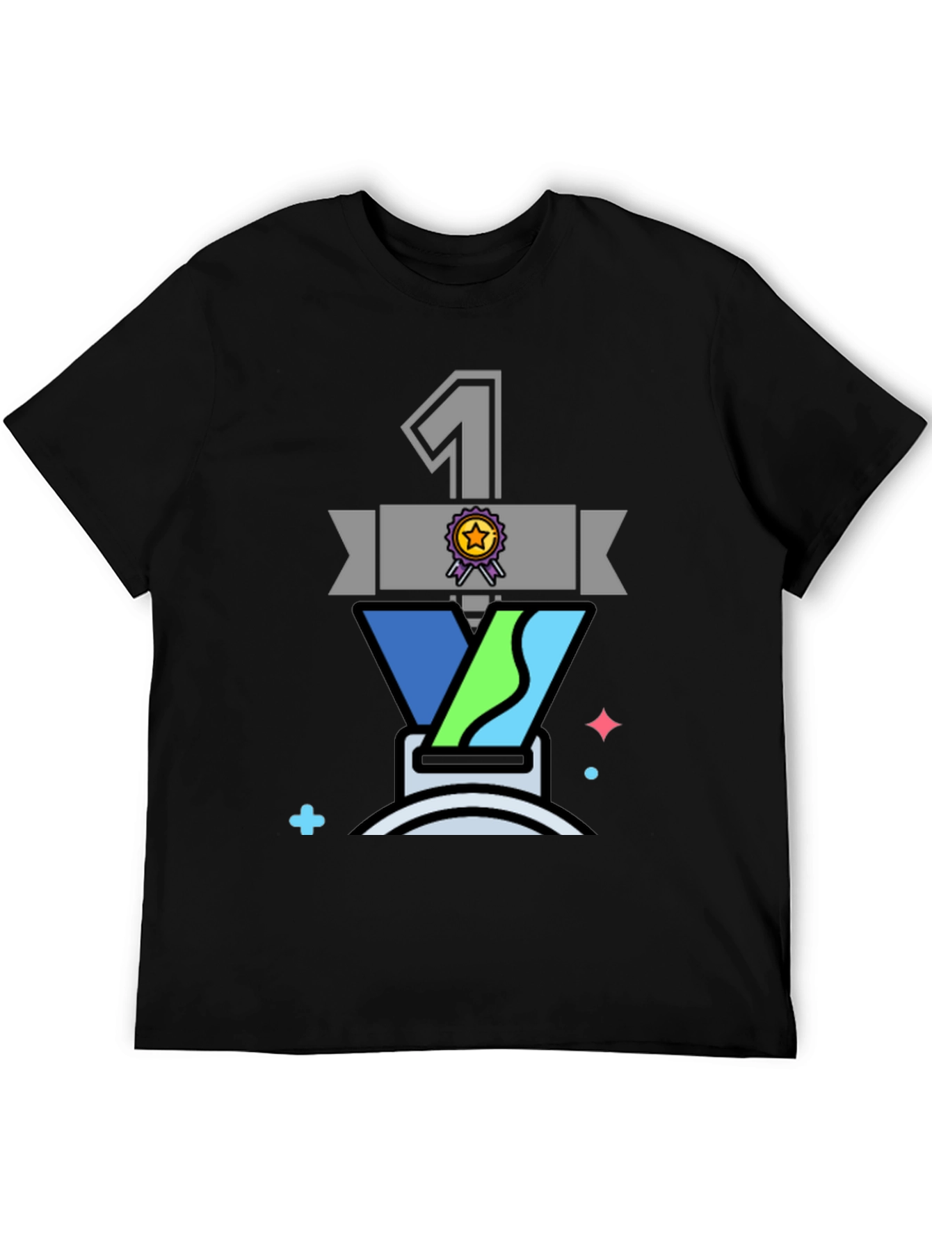 Champion #1 Graphic T-Shirt - Black Cotton Blend