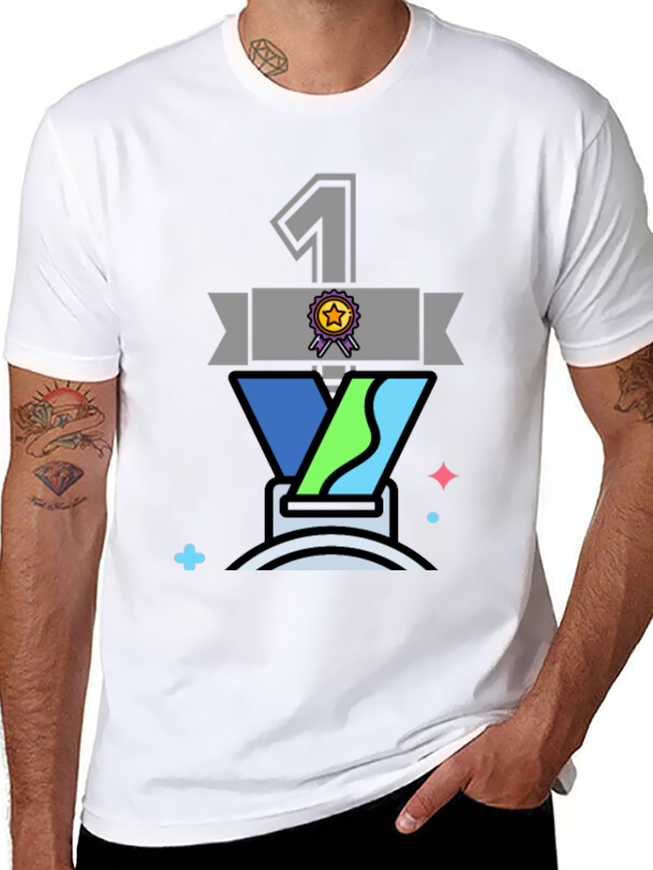 Champion #1 Graphic T-Shirt - Black Cotton Blend