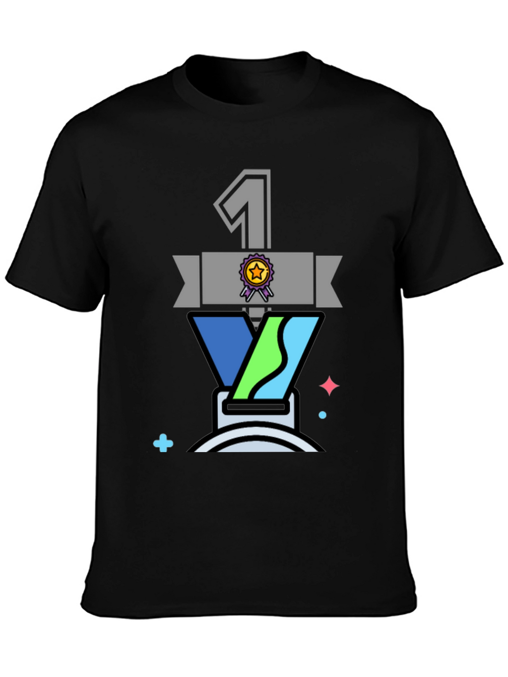 Champion #1 Graphic T-Shirt - Black Cotton Blend